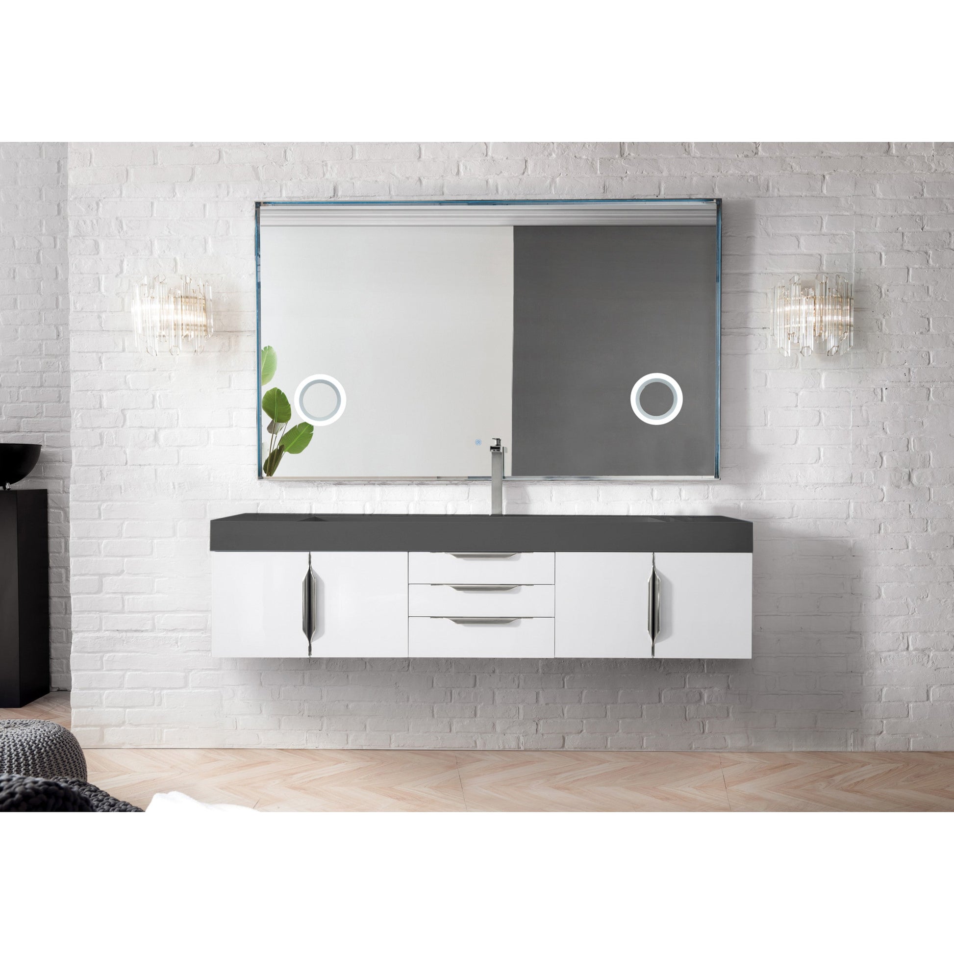 Glossy White / Dusk Grey Glossy - 1 Faucet Hole