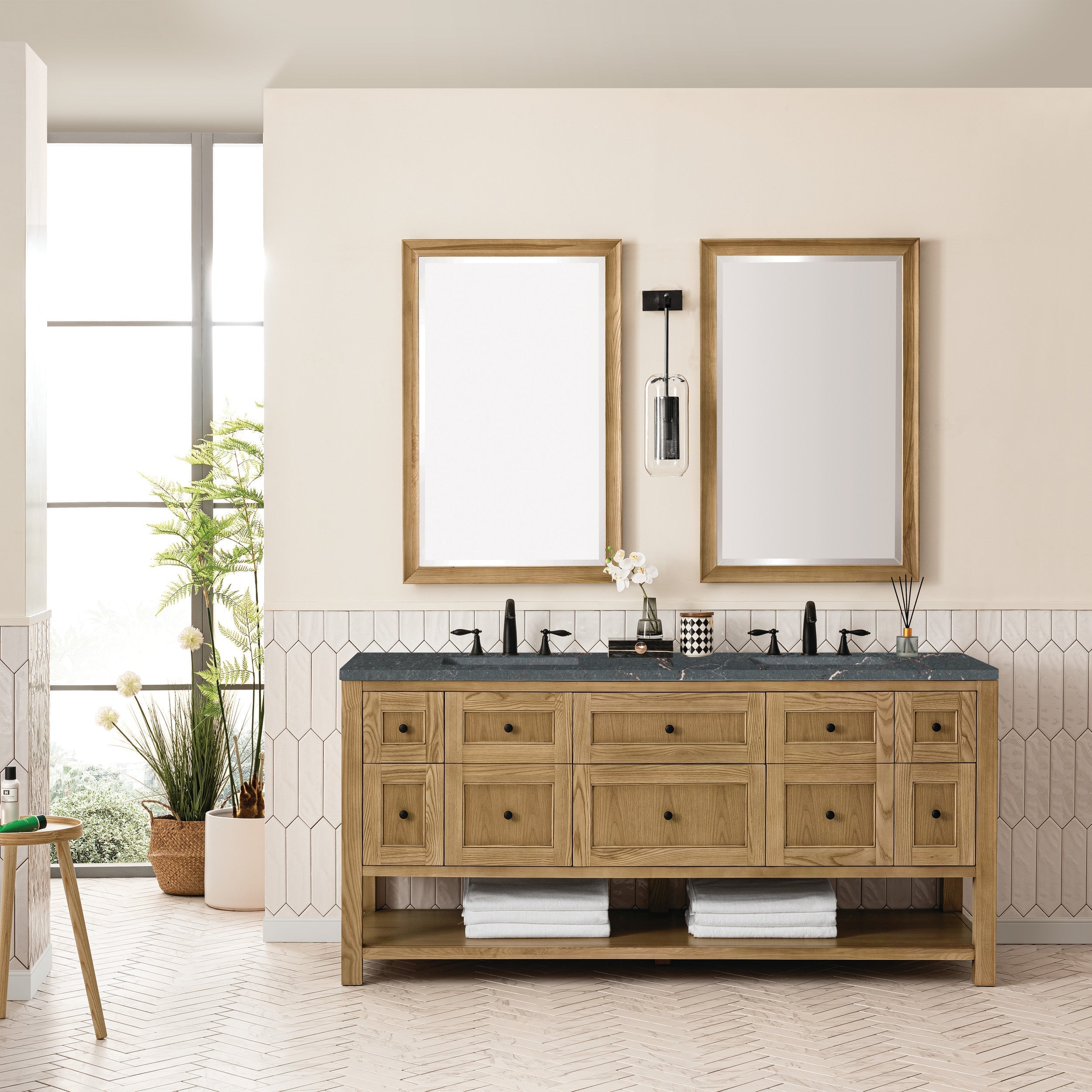 Light Natural Oak / Parisien Bleu - 3 Faucet Holes