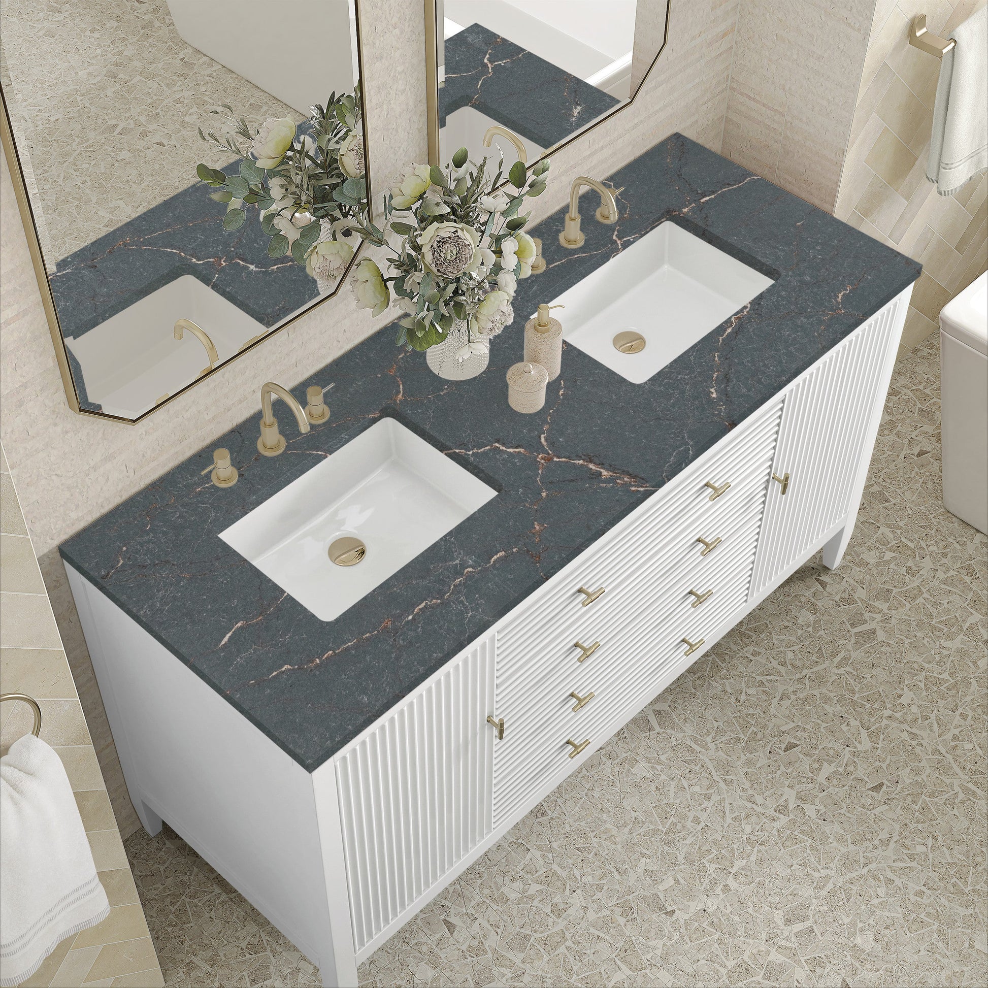 Bright White / Parisien Bleu - 3 Faucet Holes
