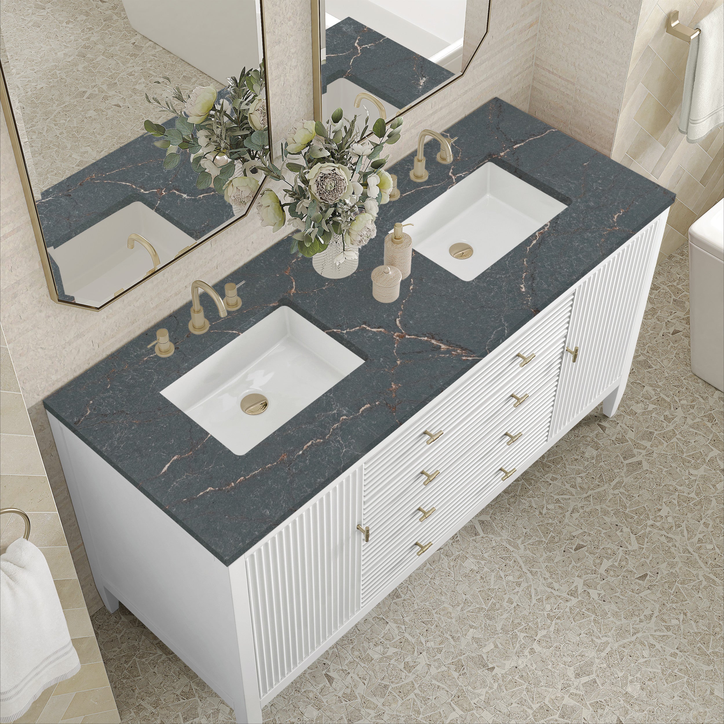 Bright White / Parisien Bleu - 3 Faucet Holes