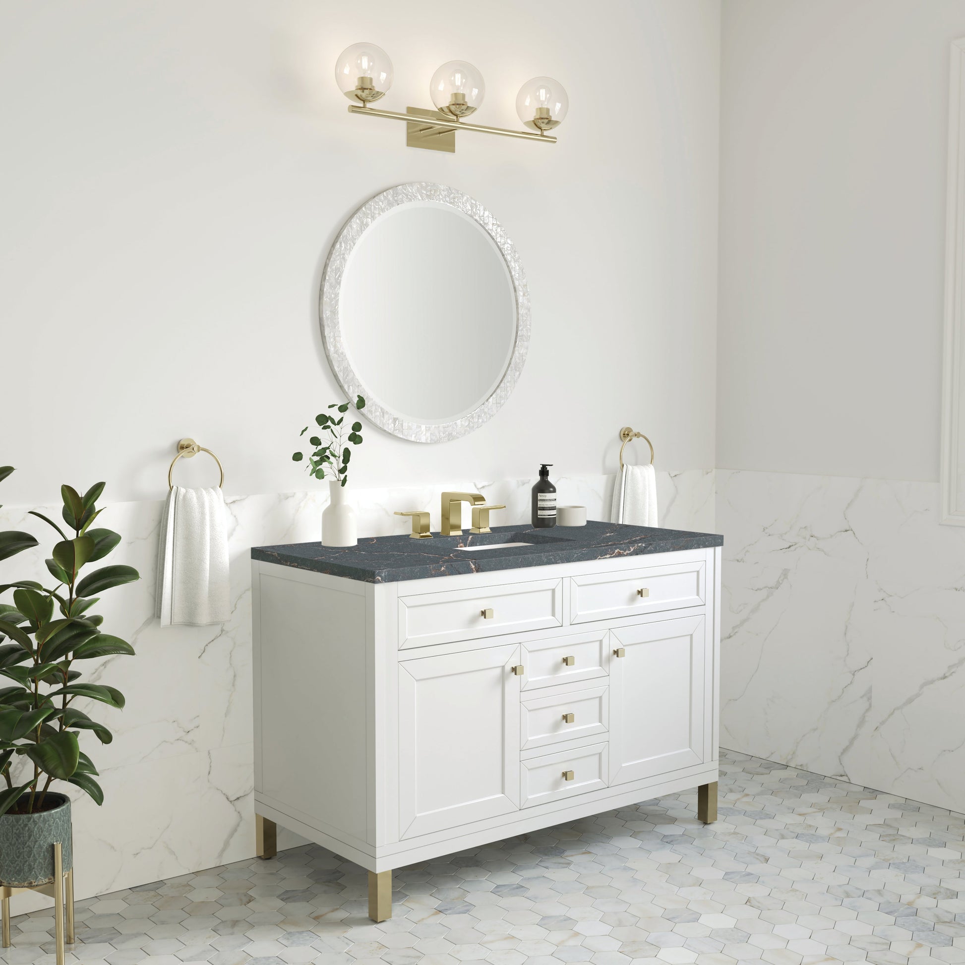 Glossy White / Parisien Bleu - 3 Faucet Holes