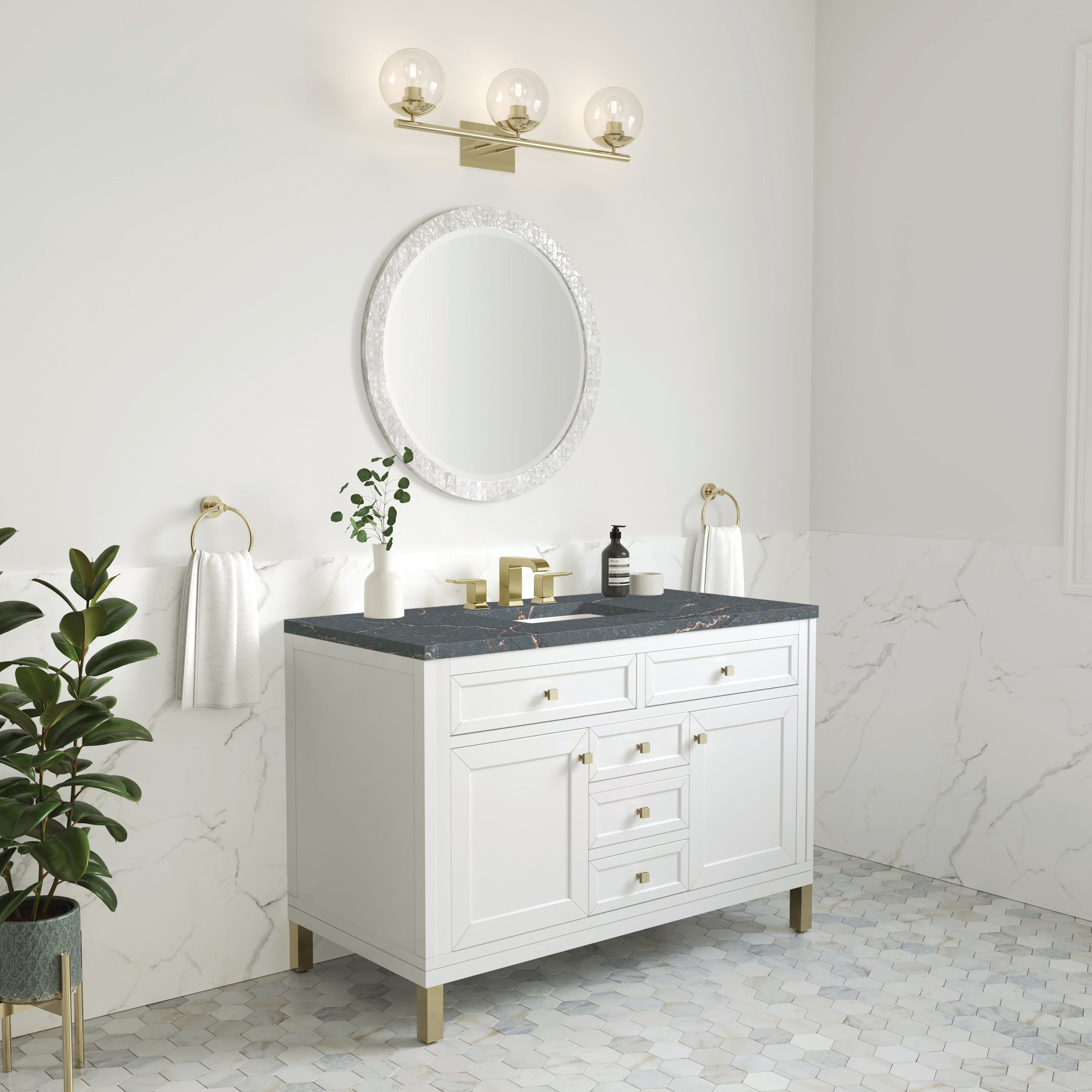 Glossy White / Parisien Bleu - 3 Faucet Holes
