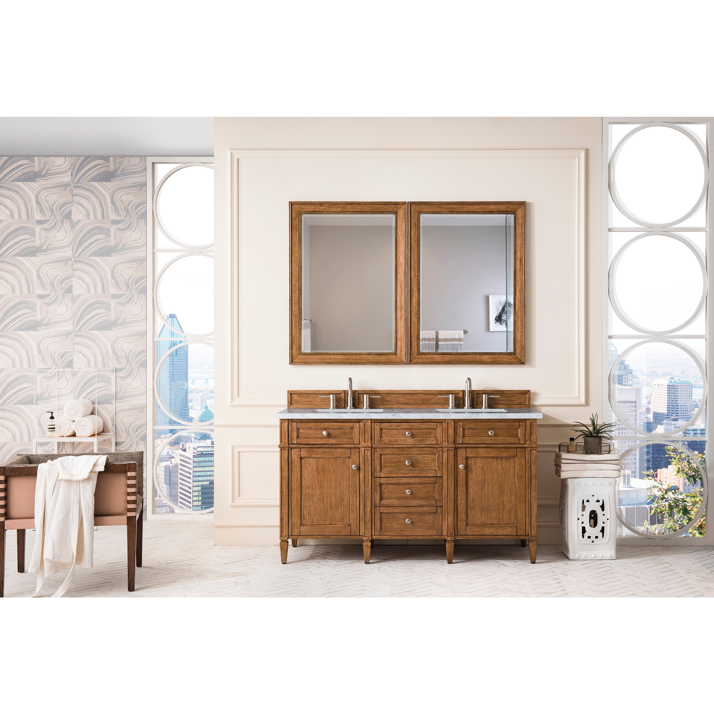 Saddle Brown / Carrara White - 3 Faucet Holes
