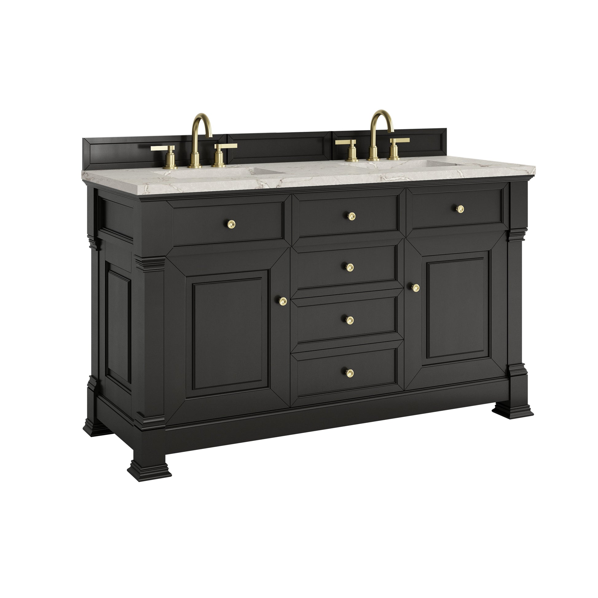 Black Onyx / Victorian Silver - 3 Faucet Holes
