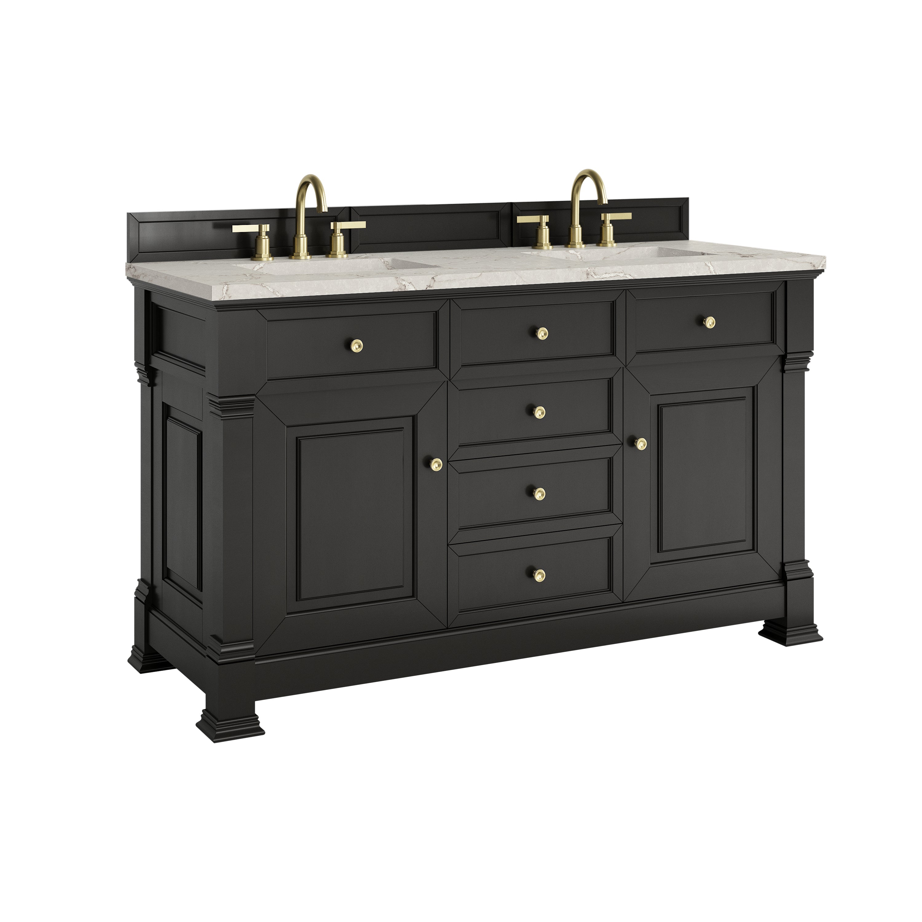 Black Onyx / Victorian Silver - 3 Faucet Holes