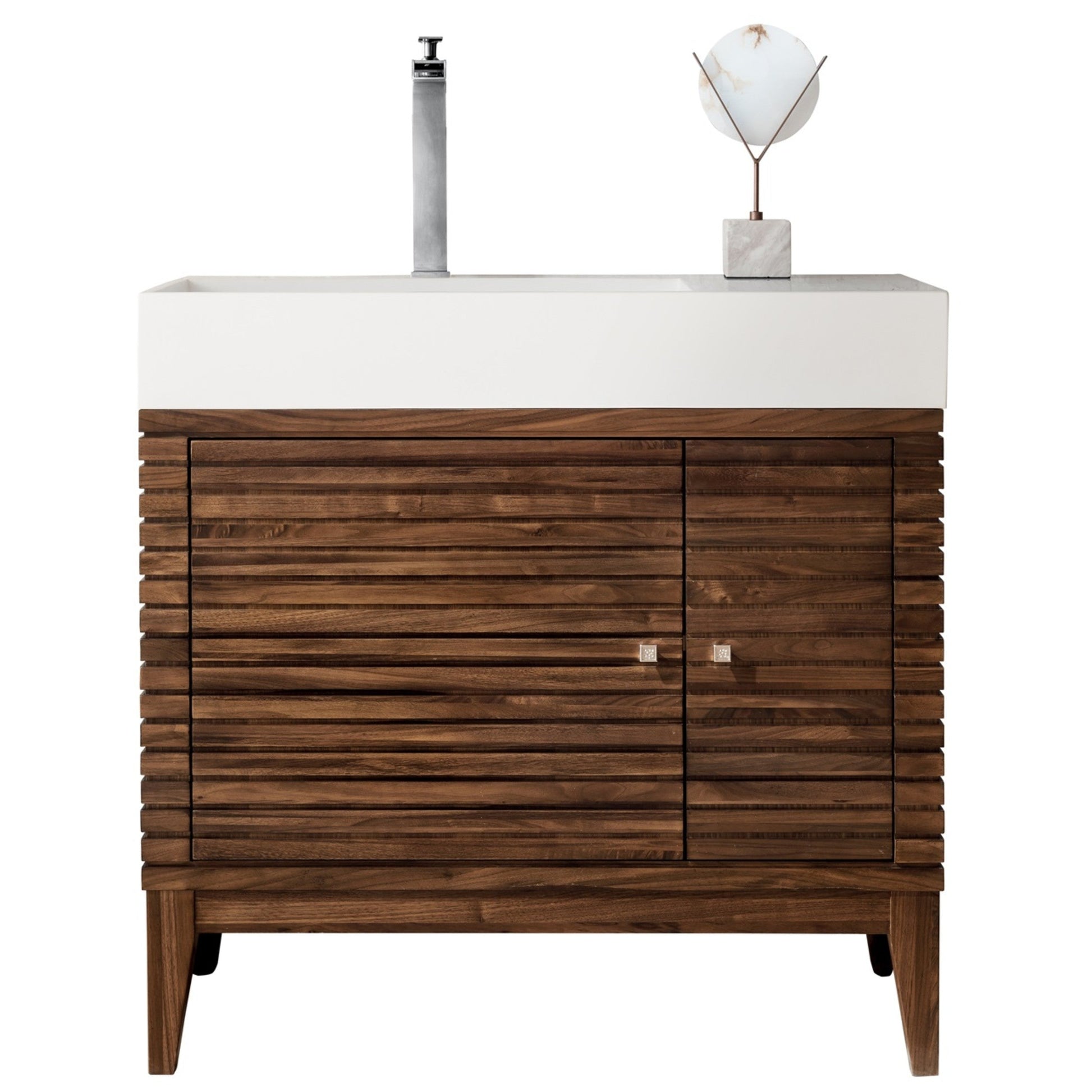 Mid-Century Walnut / Glossy White - 1 Faucet Hole