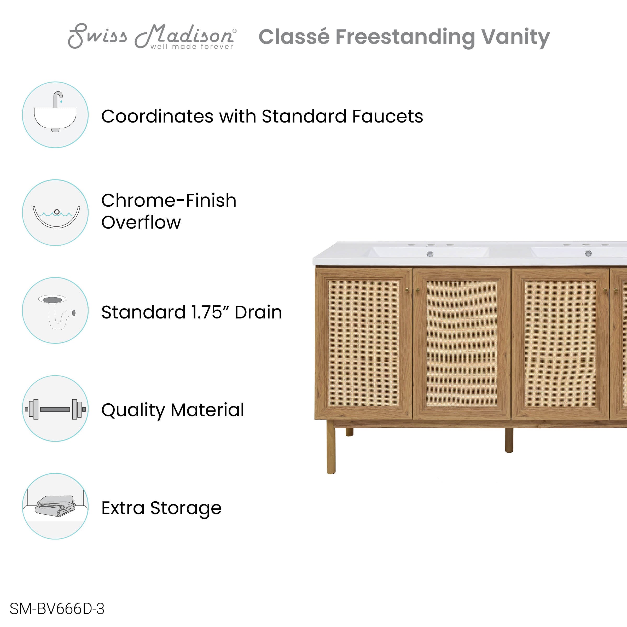 Golden Oak / White / 3-Hole