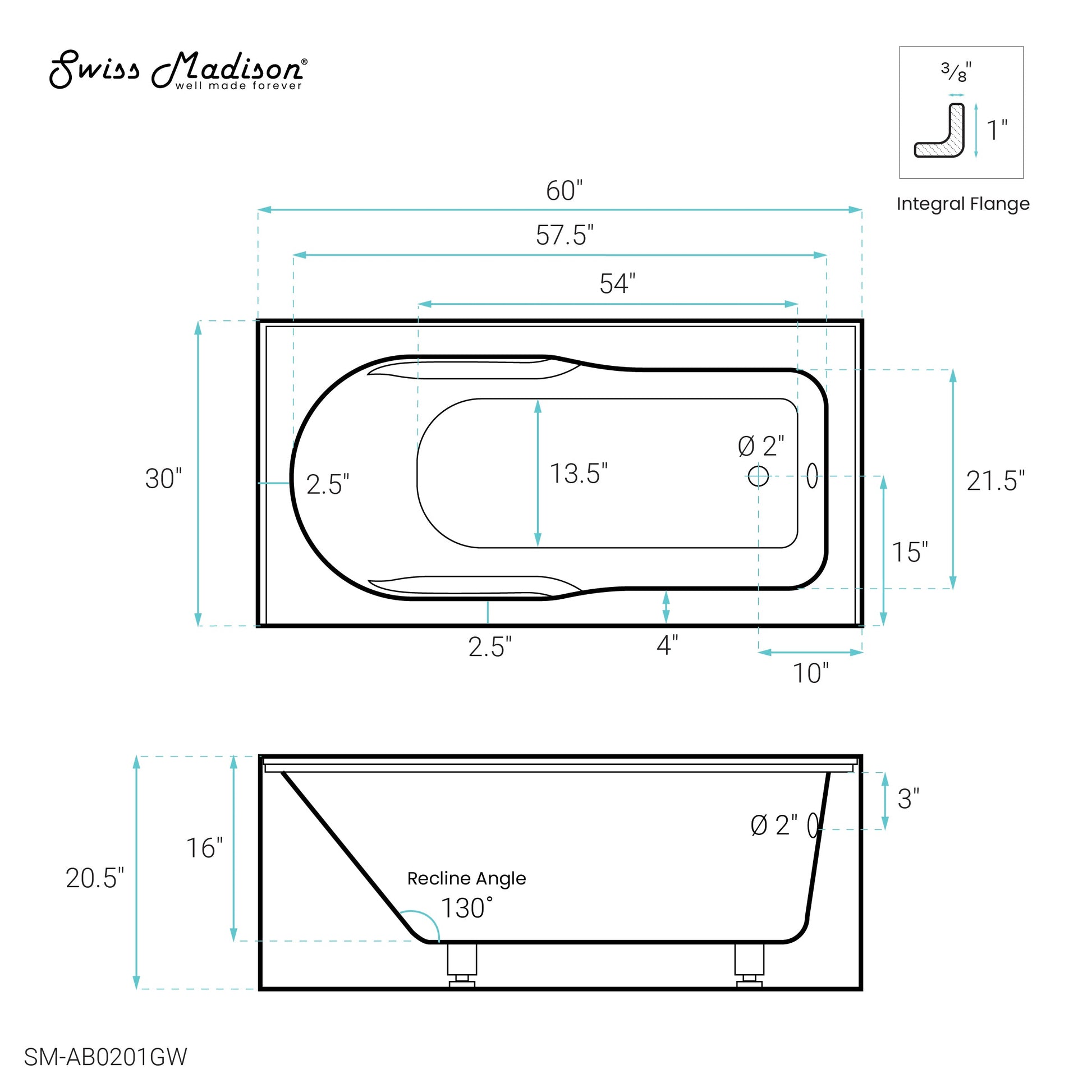 Glossy White / Right / Alcove - Apron