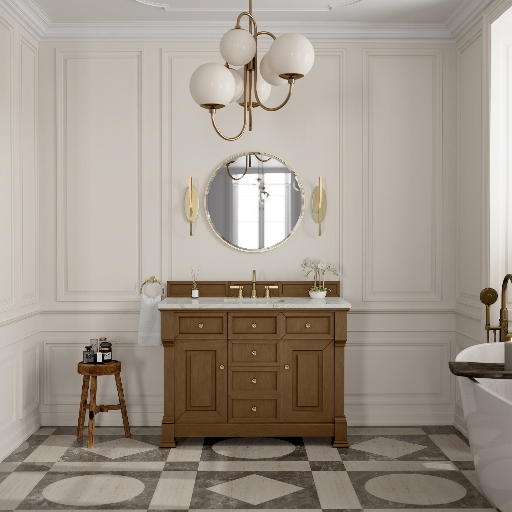 Honey Oak / Victorian Silver - 3 Faucet Holes