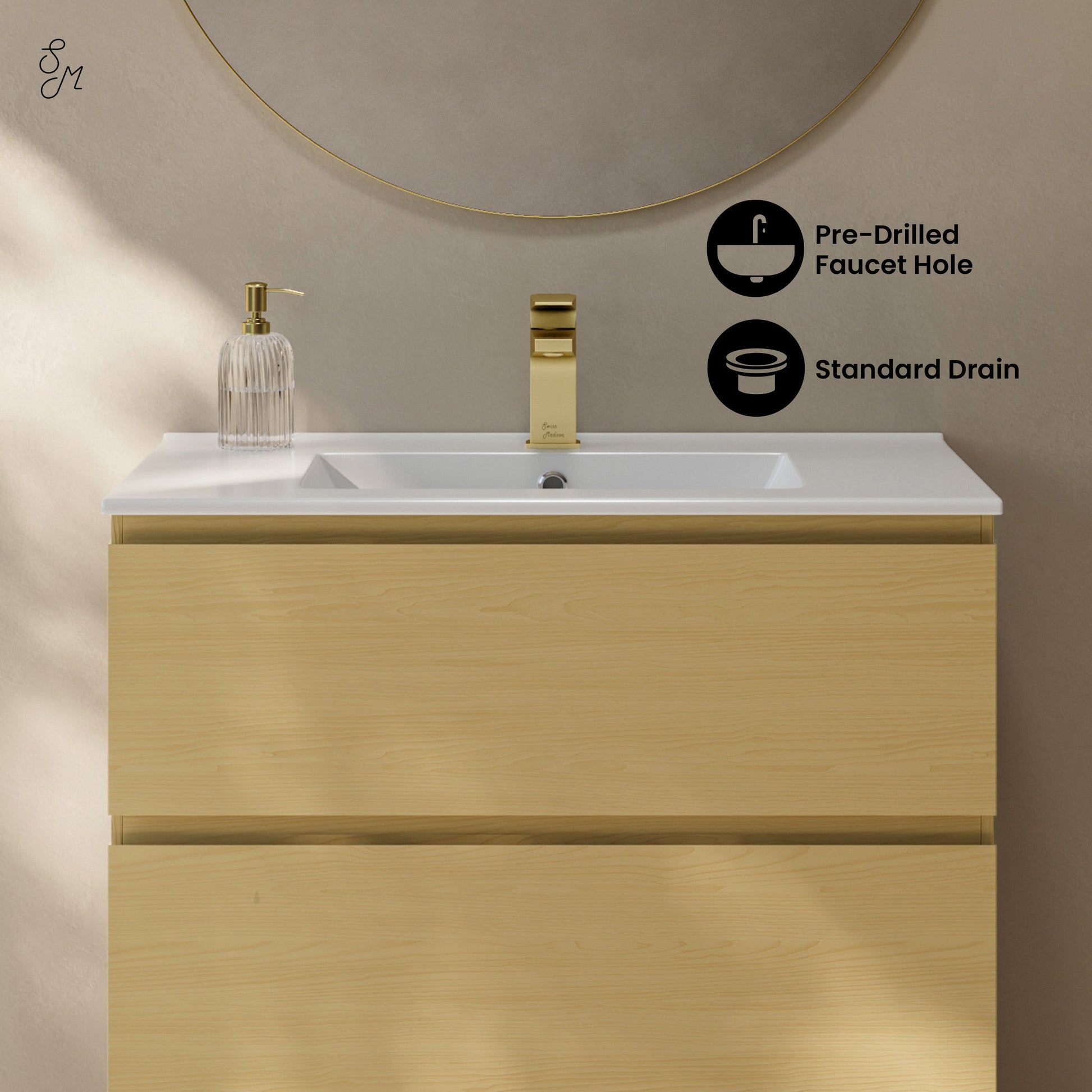 Natural Oak / Glossy White / 1-Hole
