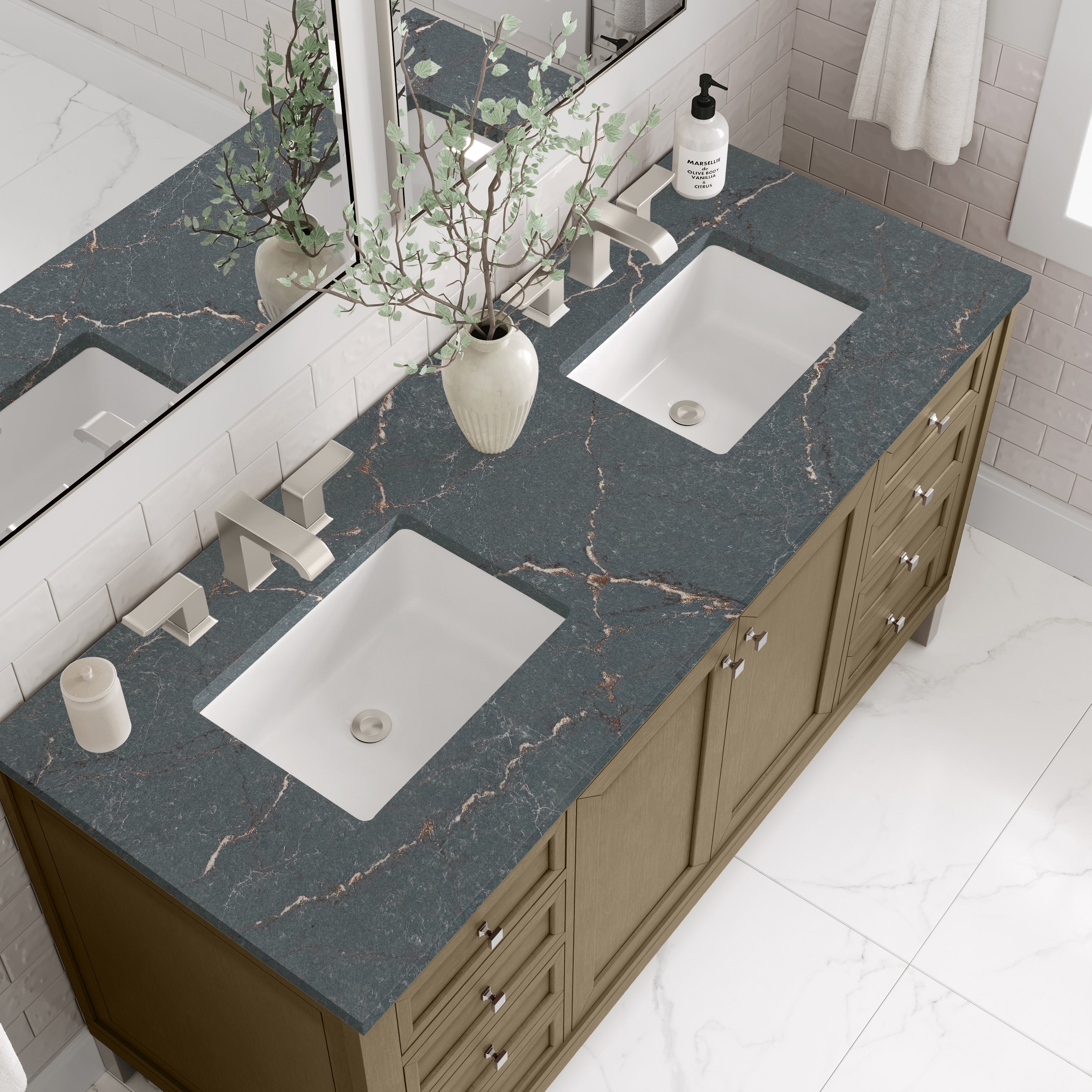 Walnut Whisper / Parisien Bleu - 3 Faucet Holes