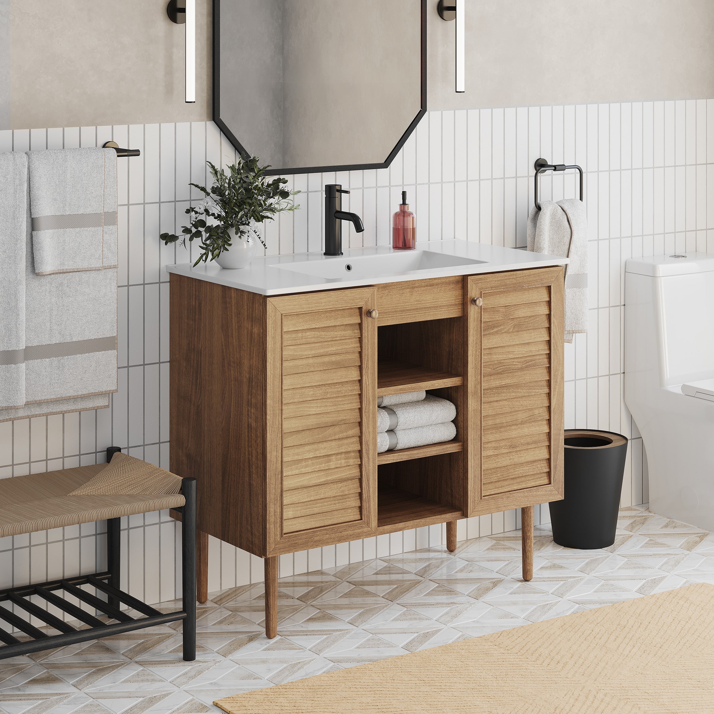Golden Oak / White / 1-Hole