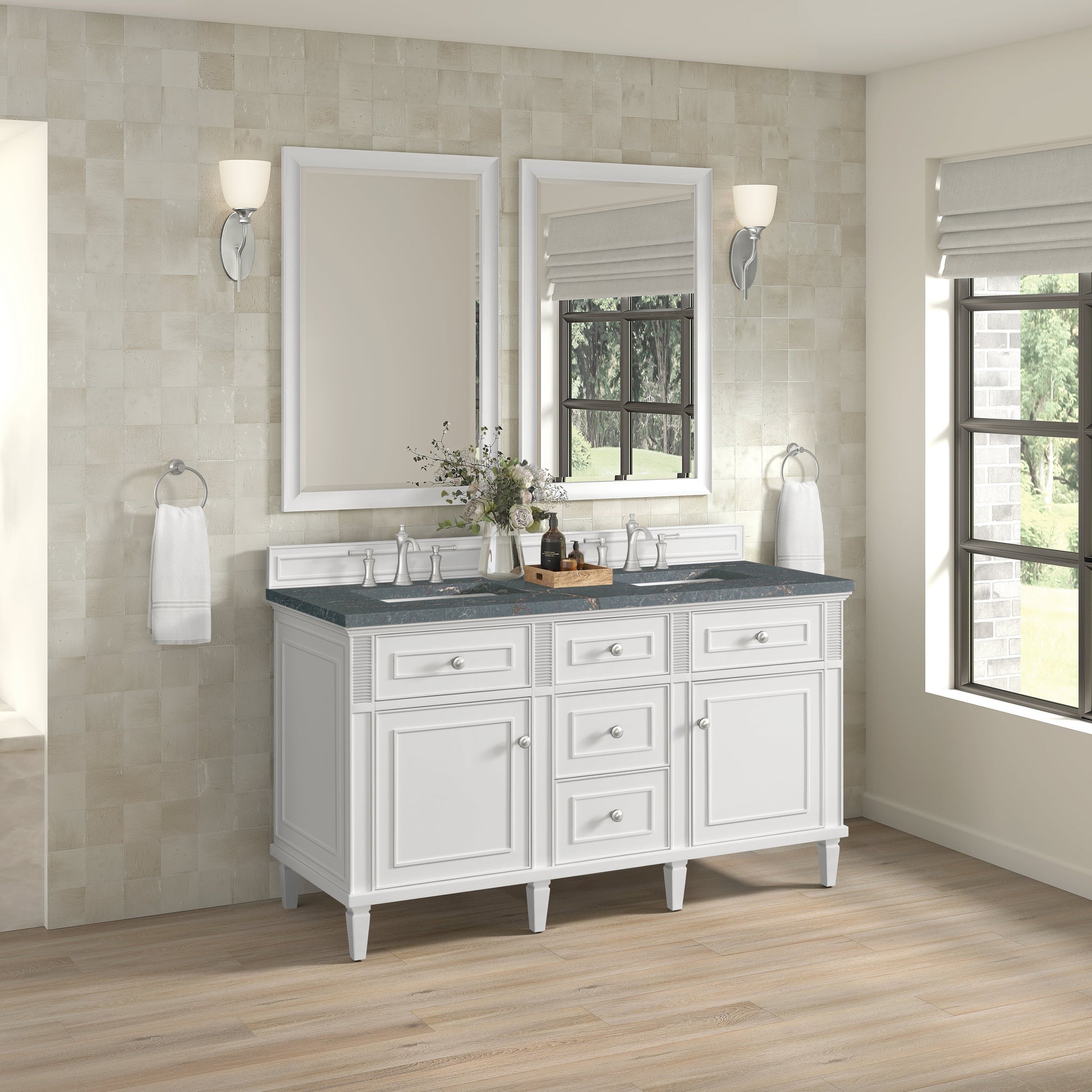 Bright White / Parisien Bleu - 3 Faucet Holes