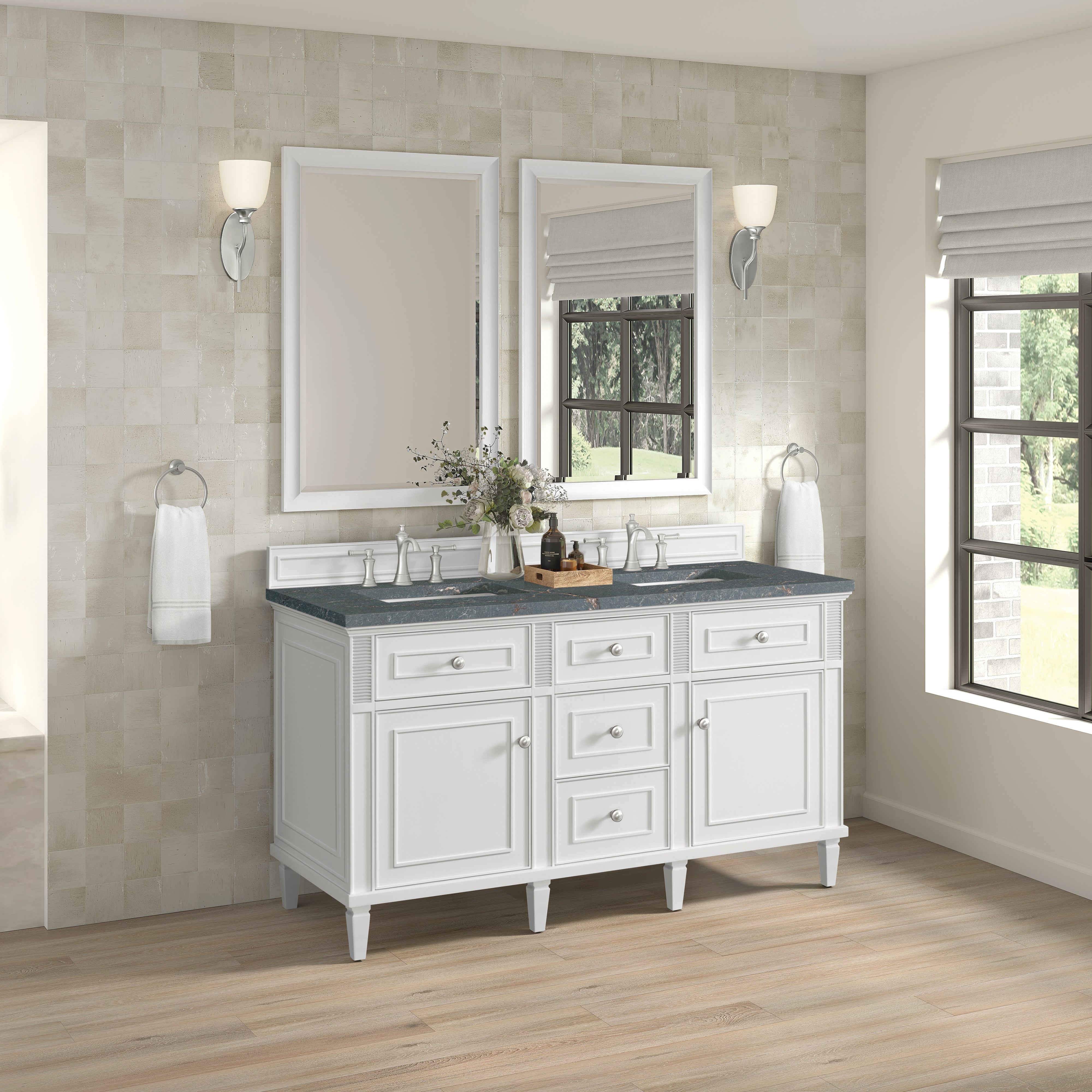Bright White / Parisien Bleu - 3 Faucet Holes