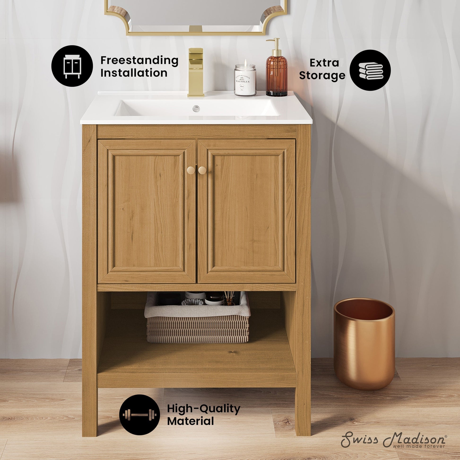 Golden Oak / White / 1-Hole