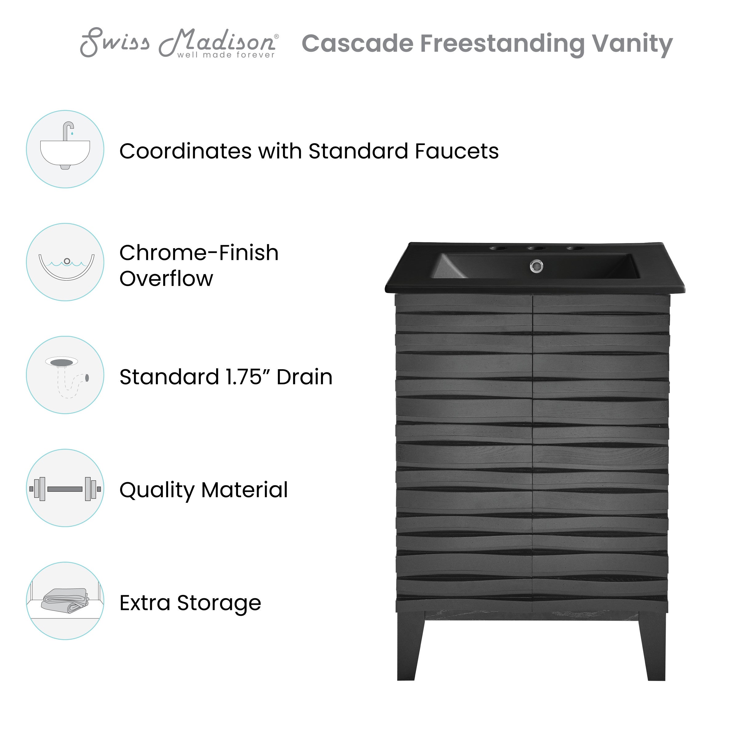 Black Oak / Matte Black / 3-Hole