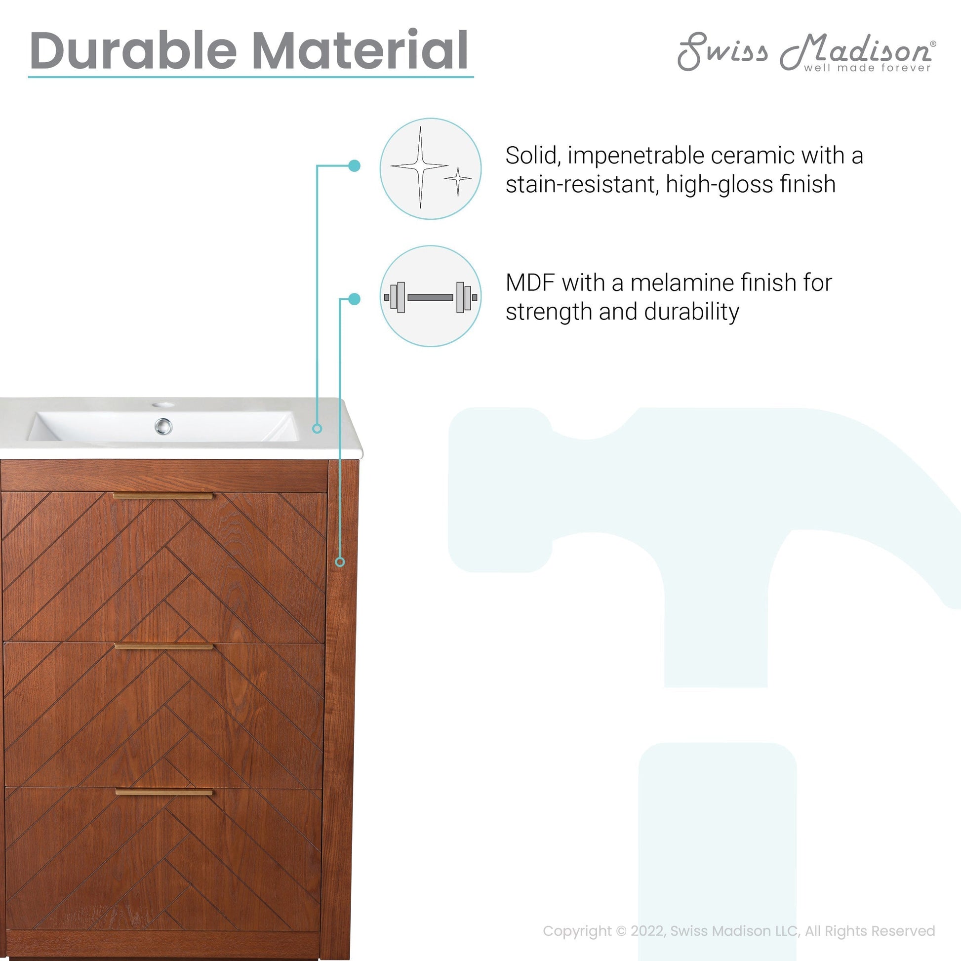 Brown Oak / White / 1-Hole