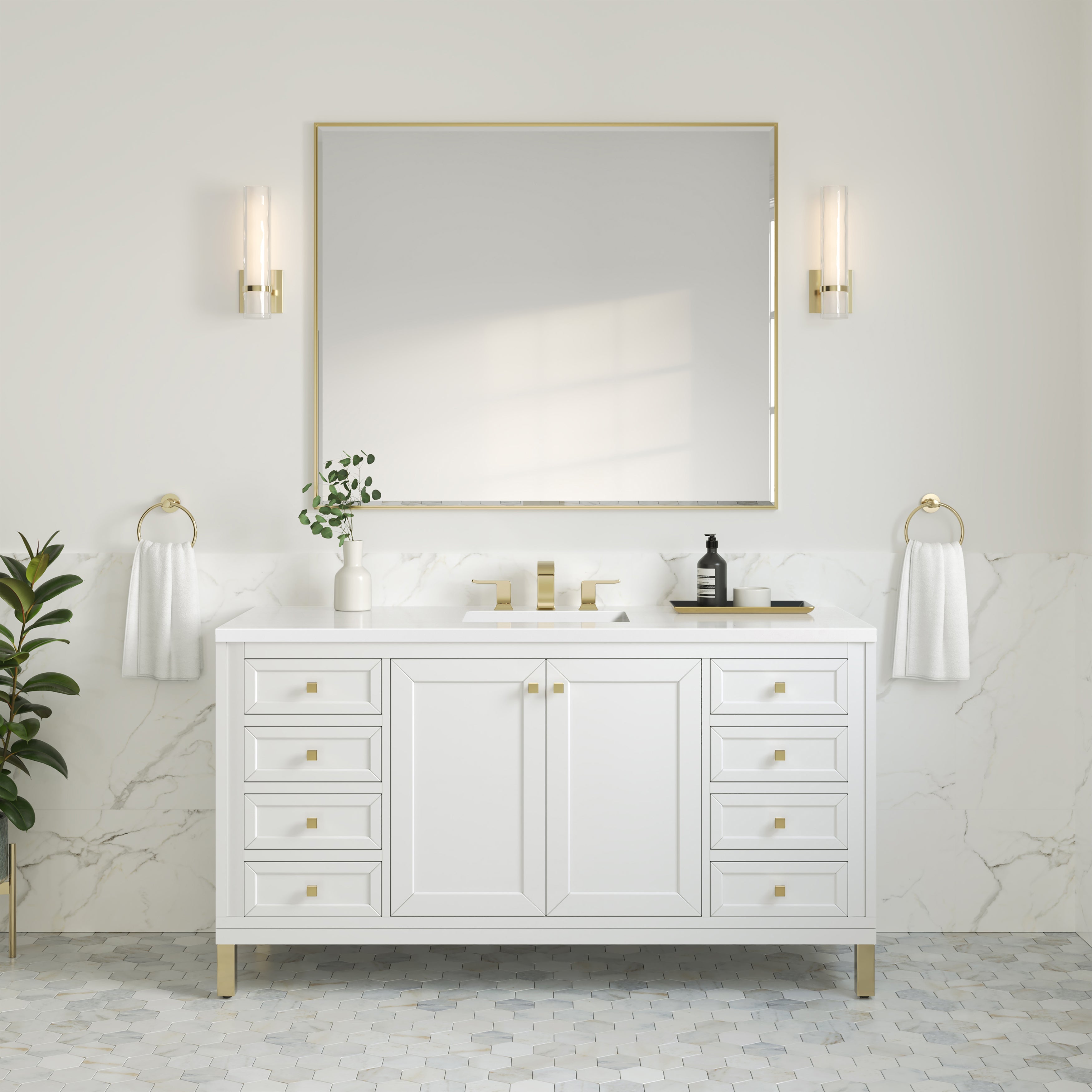 Glossy White / White Zeus - 3 Faucet Holes