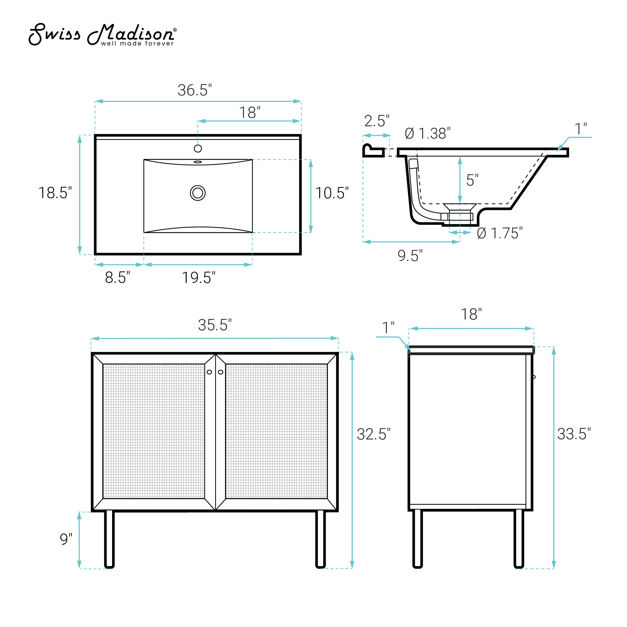 Black Oak / White / 1-Hole