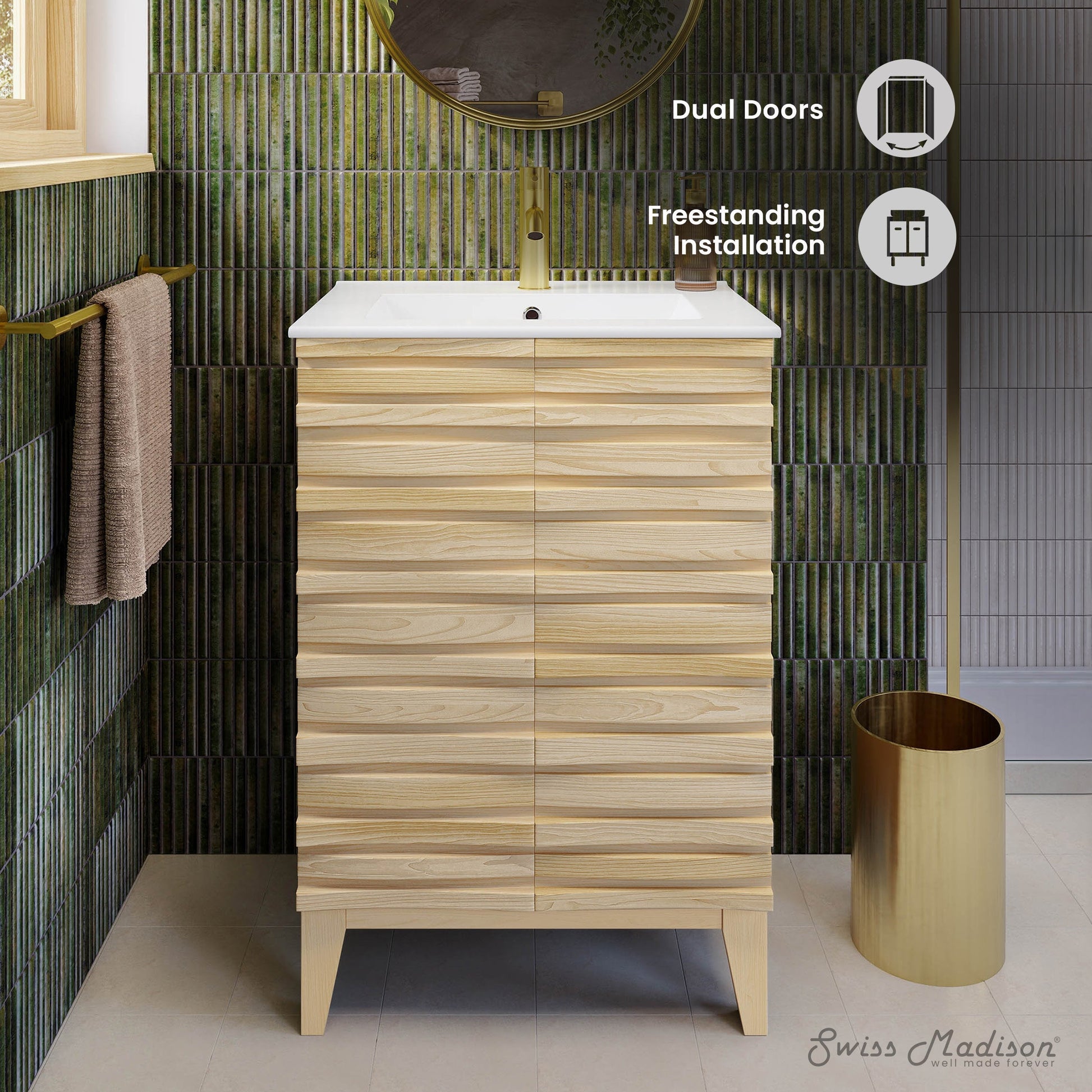 Natural Oak / White / 1-Hole