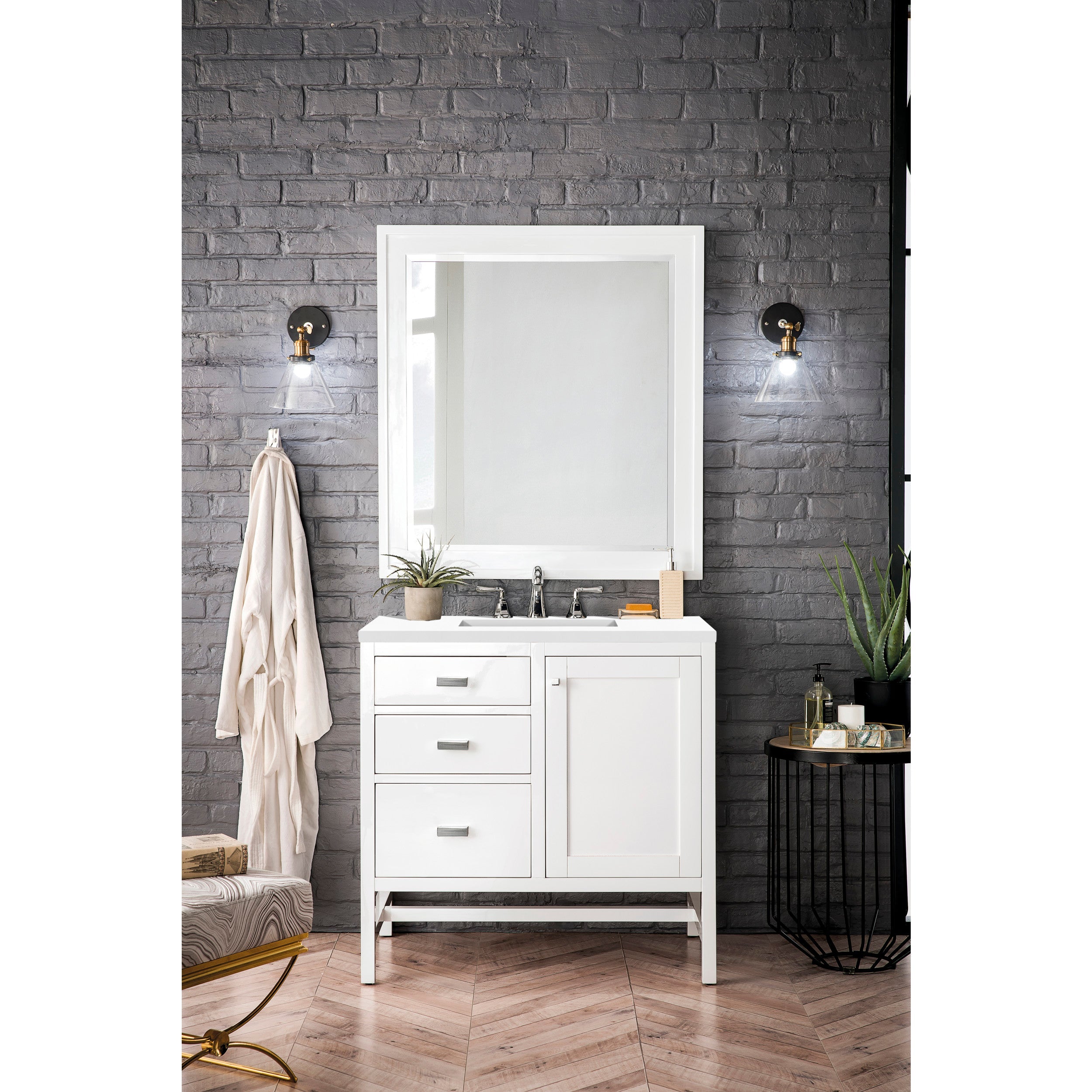 Glossy White / White Zeus - 3 Faucet Holes