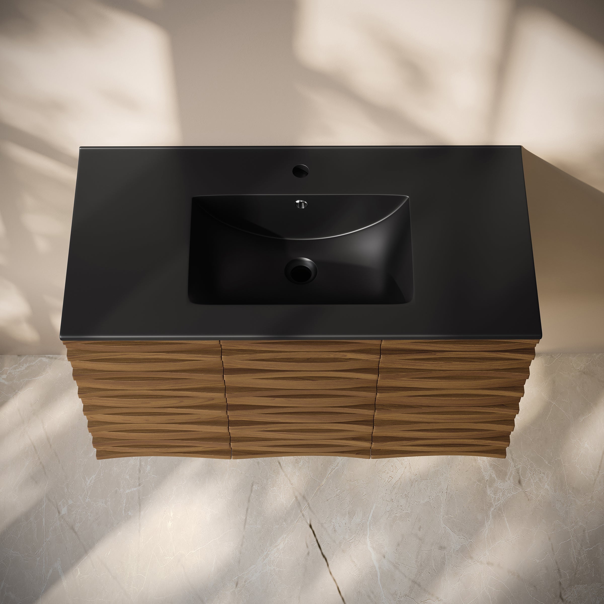 Brown Oak / Black / 1-Hole
