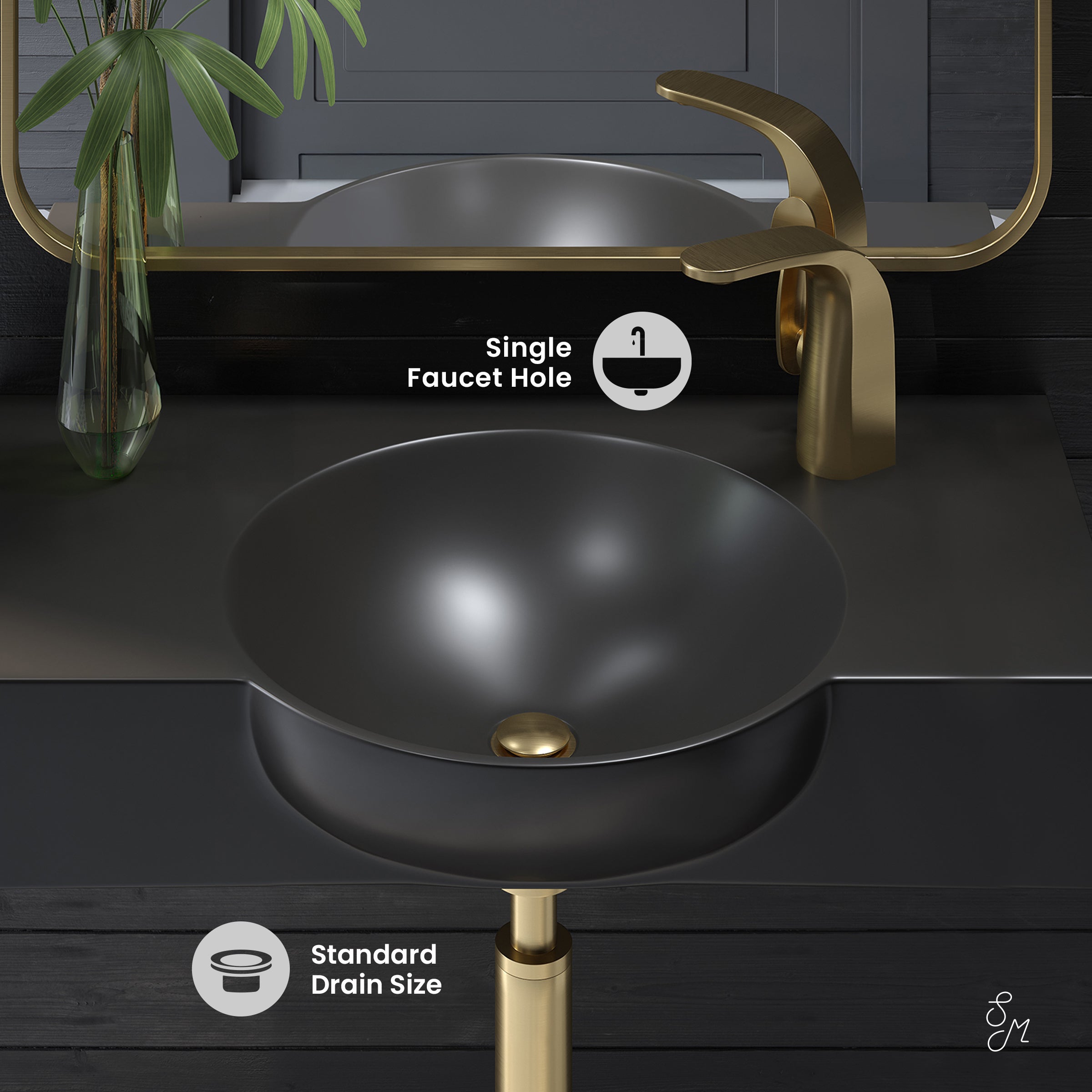 Matte Black / 1-Hole / Right