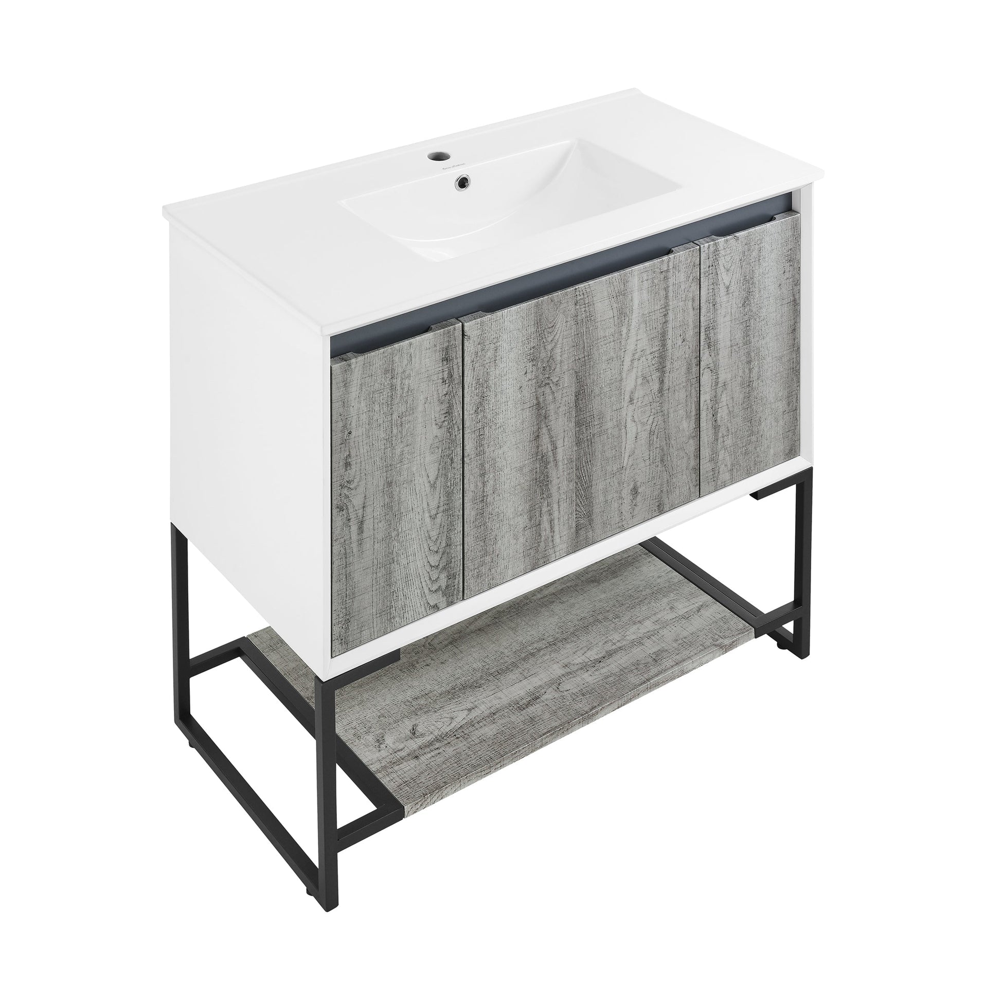 Gray Oak / White / 1-Hole