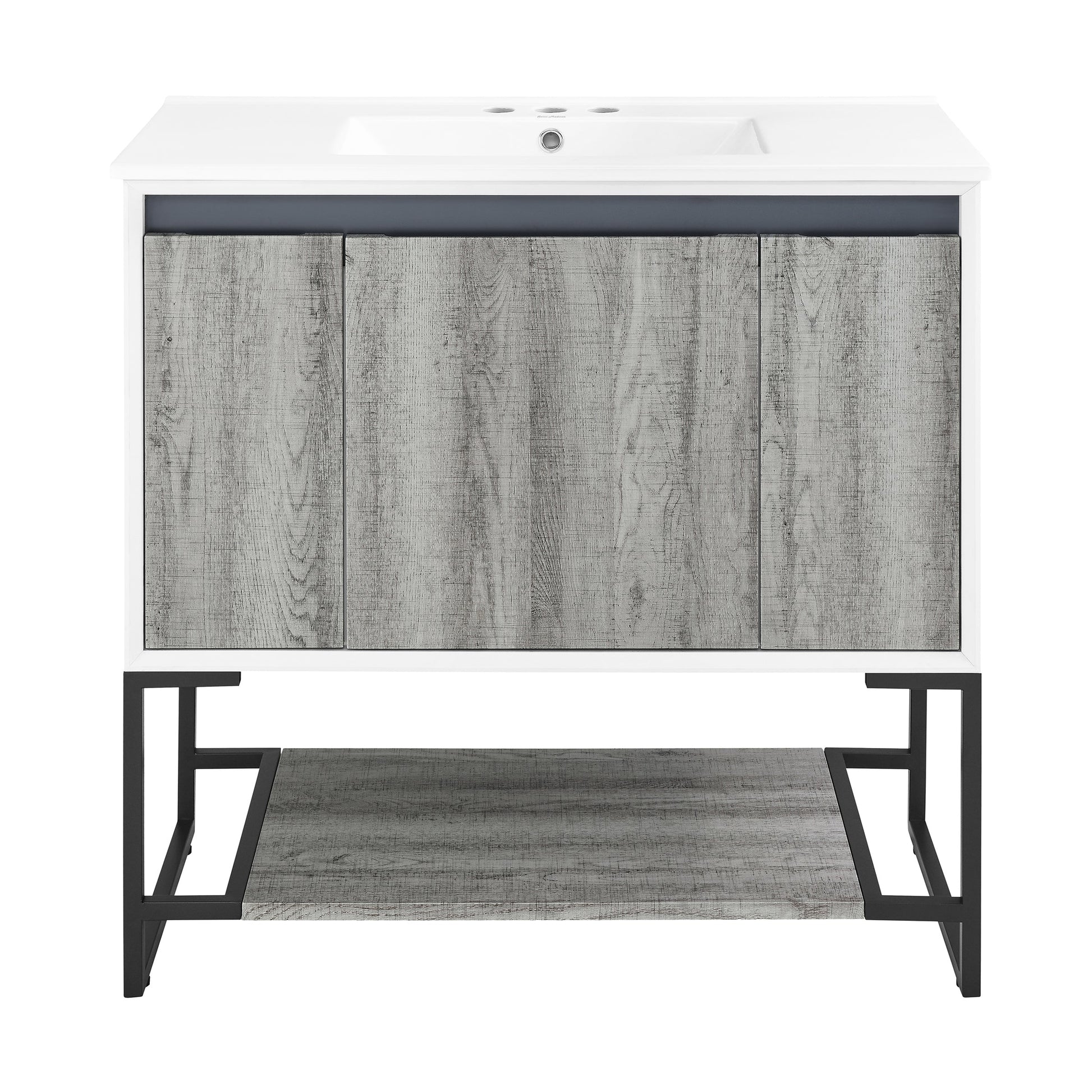 Gray Oak / White / 3-Hole