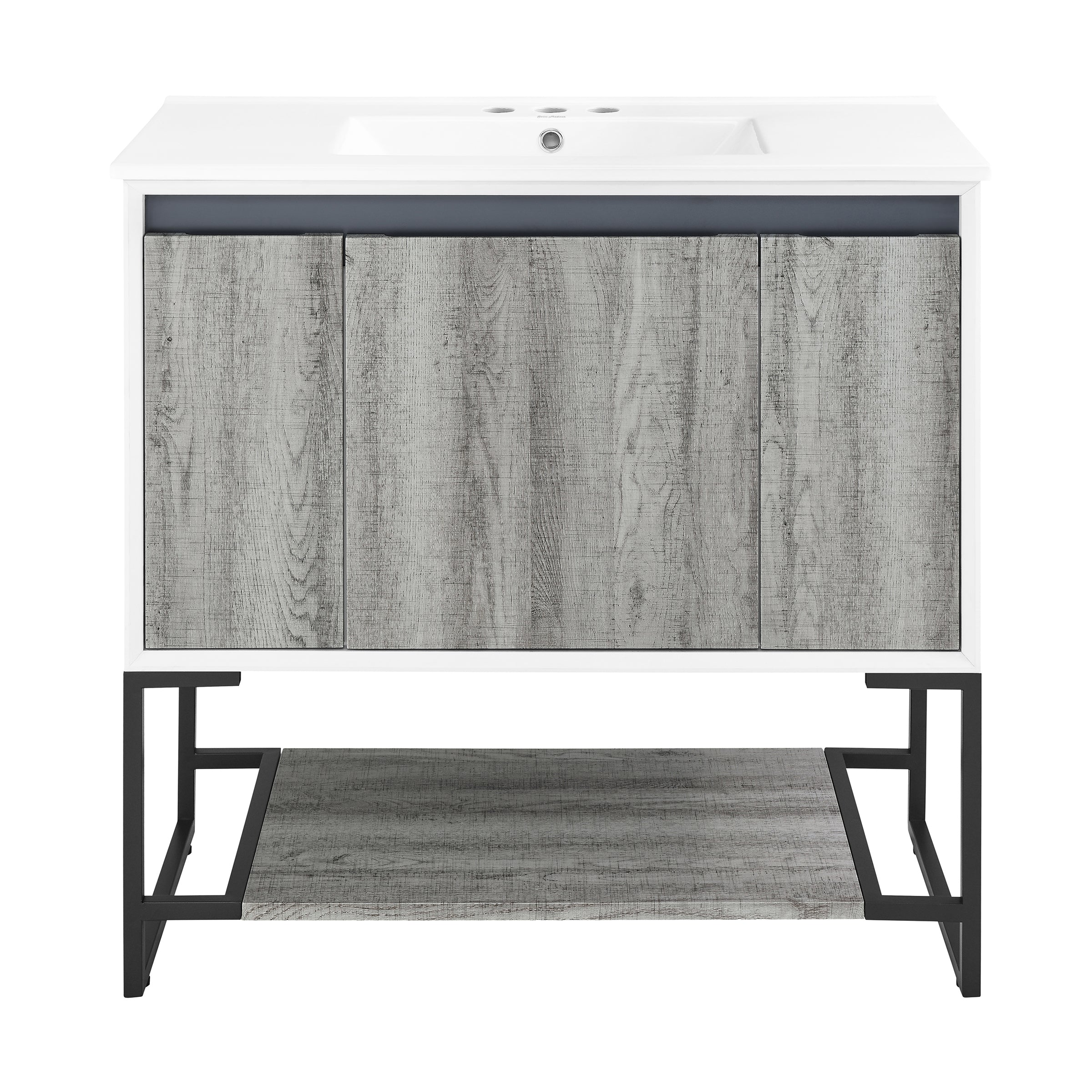 Gray Oak / White / 3-Hole