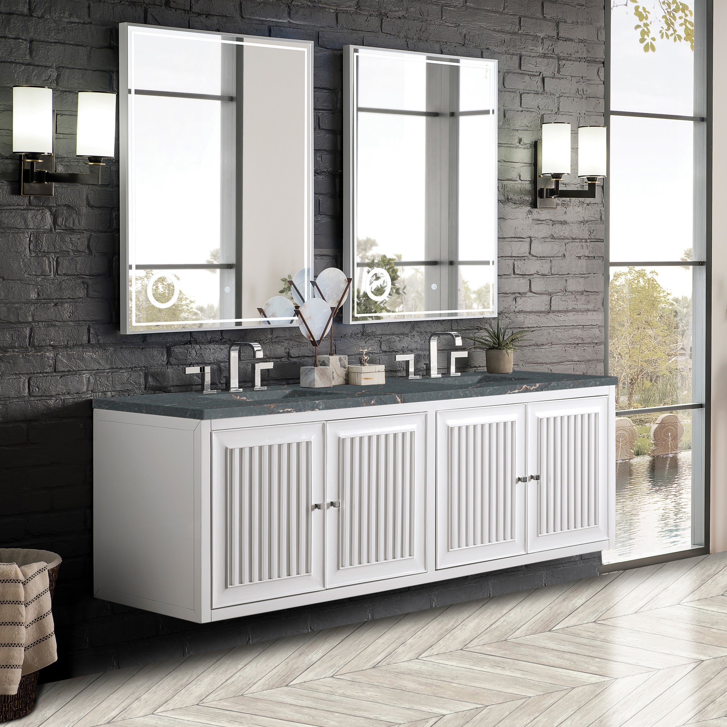 Glossy White / Parisien Bleu - 3 Faucet Holes