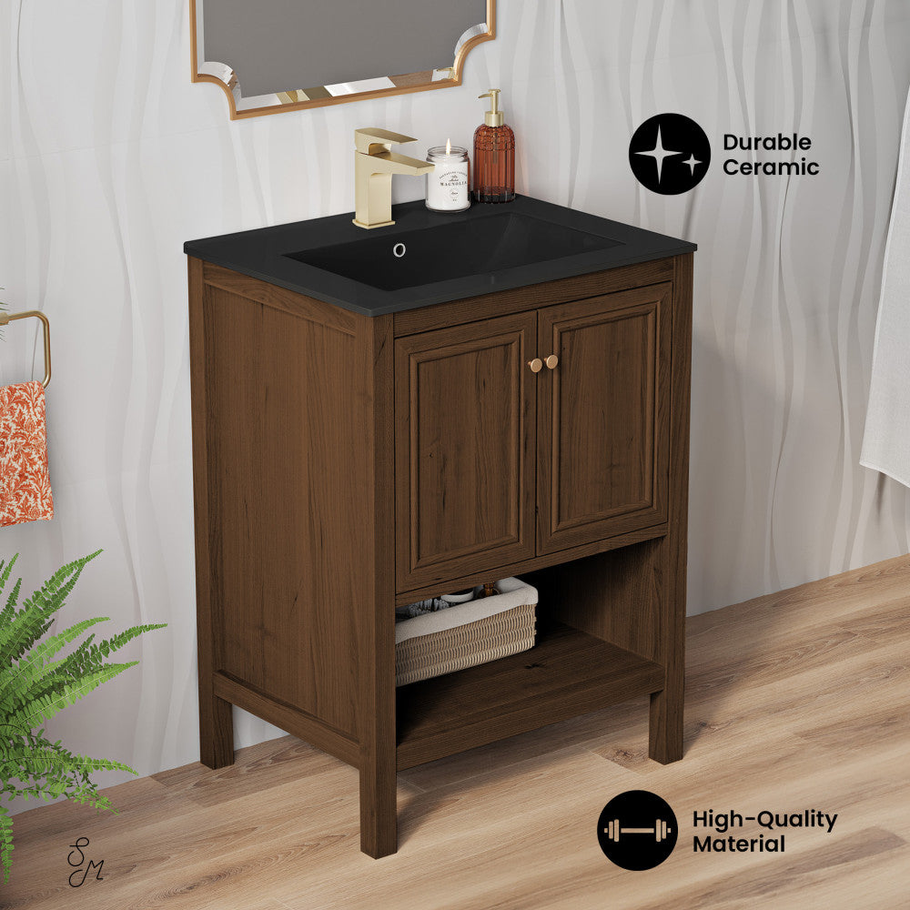 Brown Oak / Black / 1-Hole