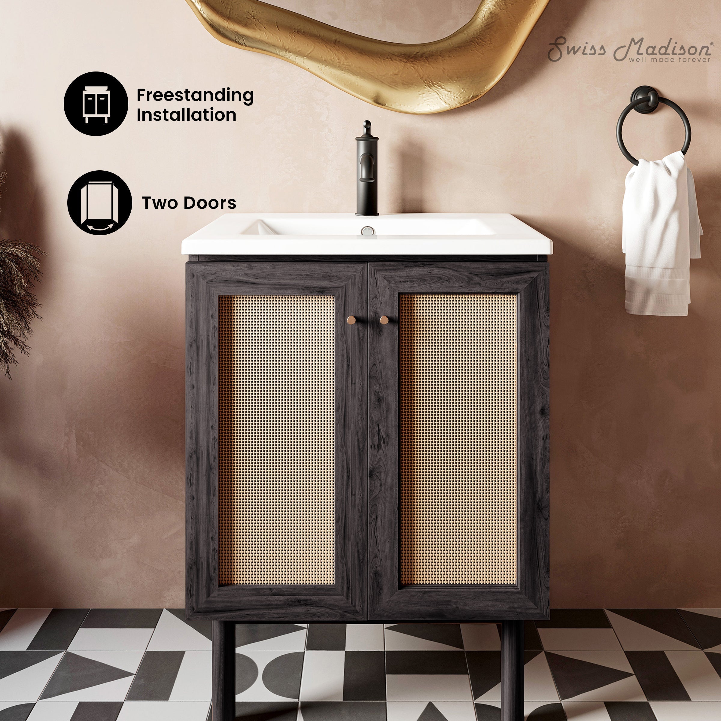 Black Oak / White / 1-Hole