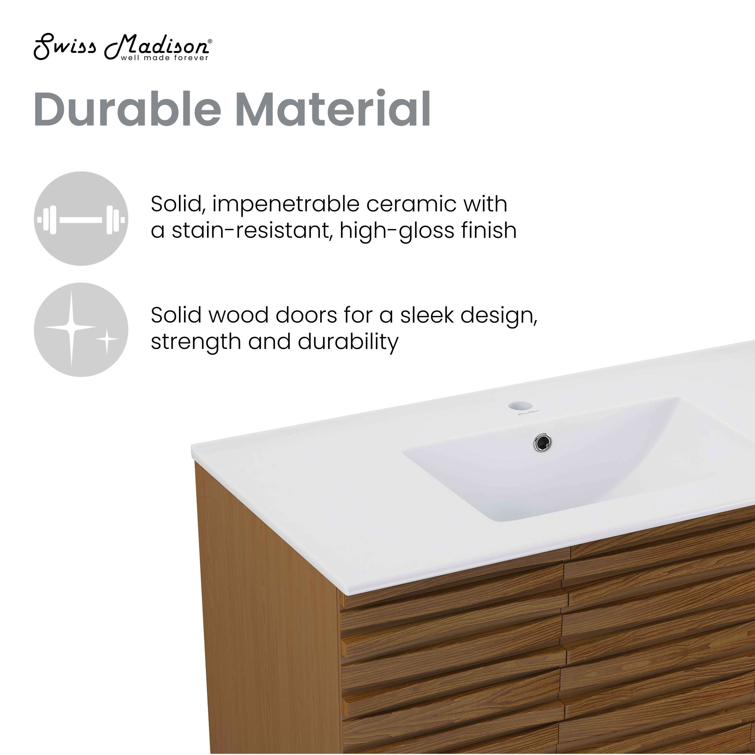 Brown Oak / White / 1-Hole
