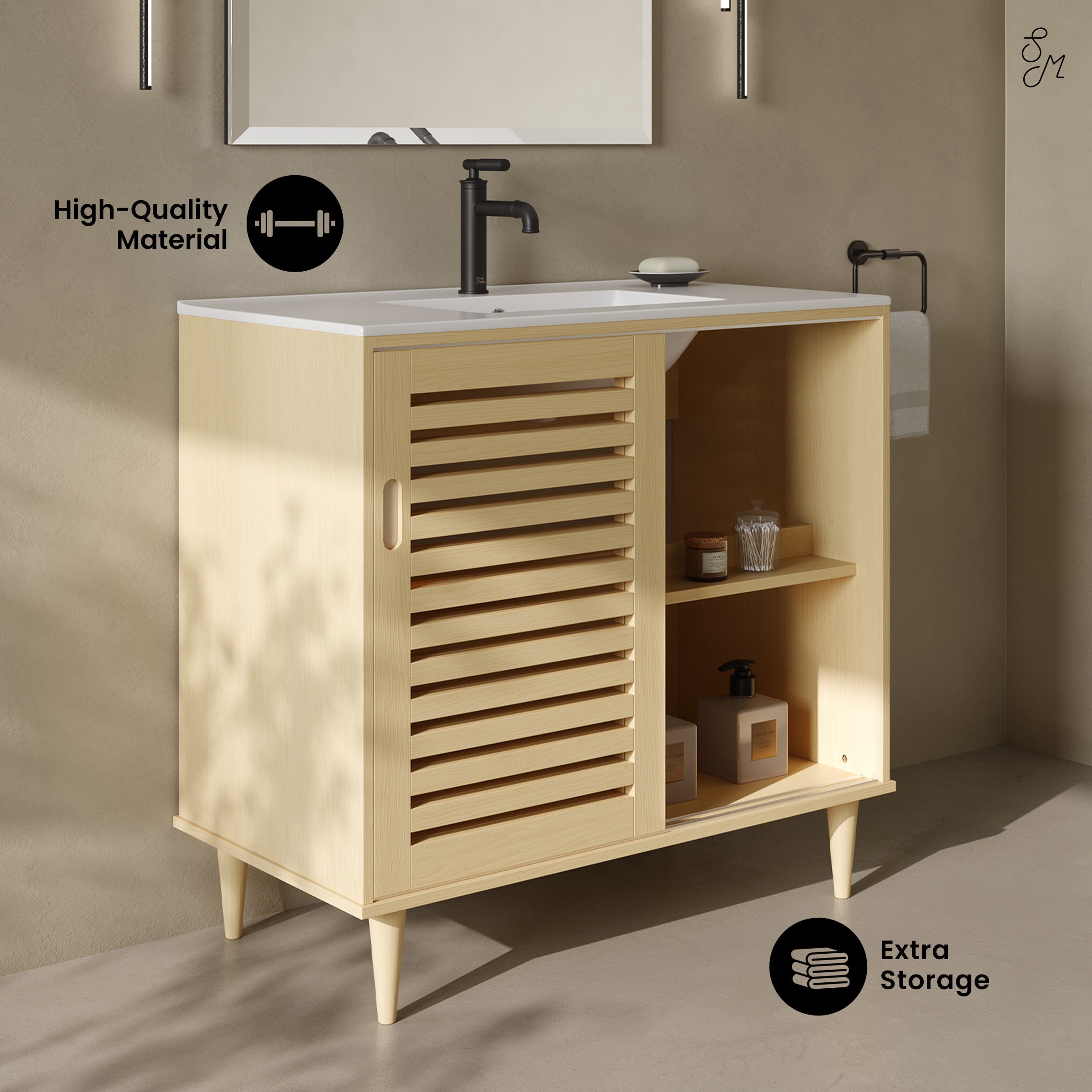 Natural Oak / White / 1-Hole