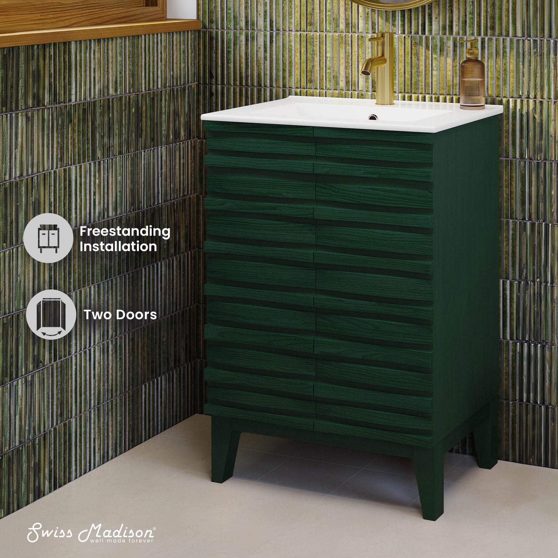 Green Oak / White / 1-Hole
