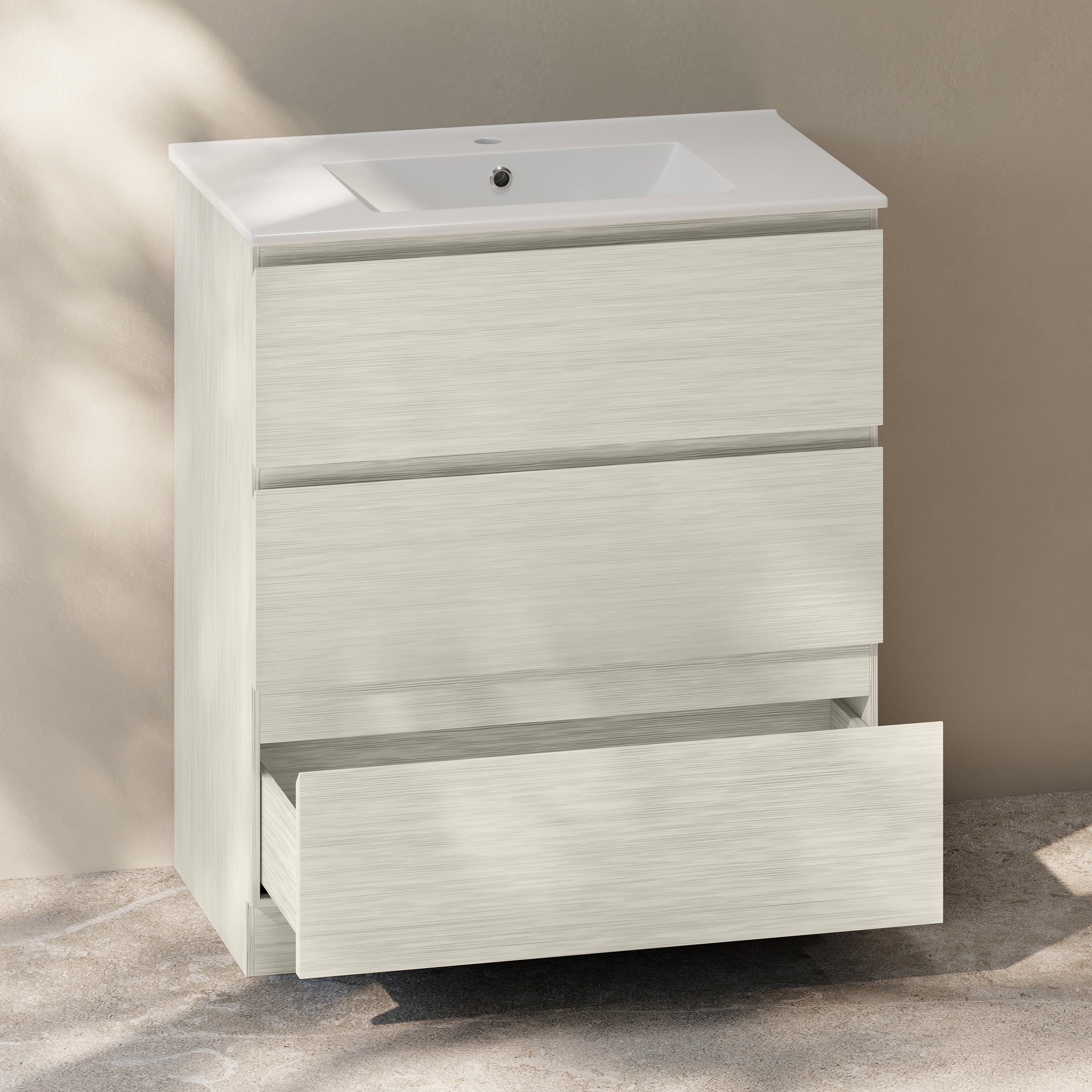 White Oak / Glossy White / 1-Hole