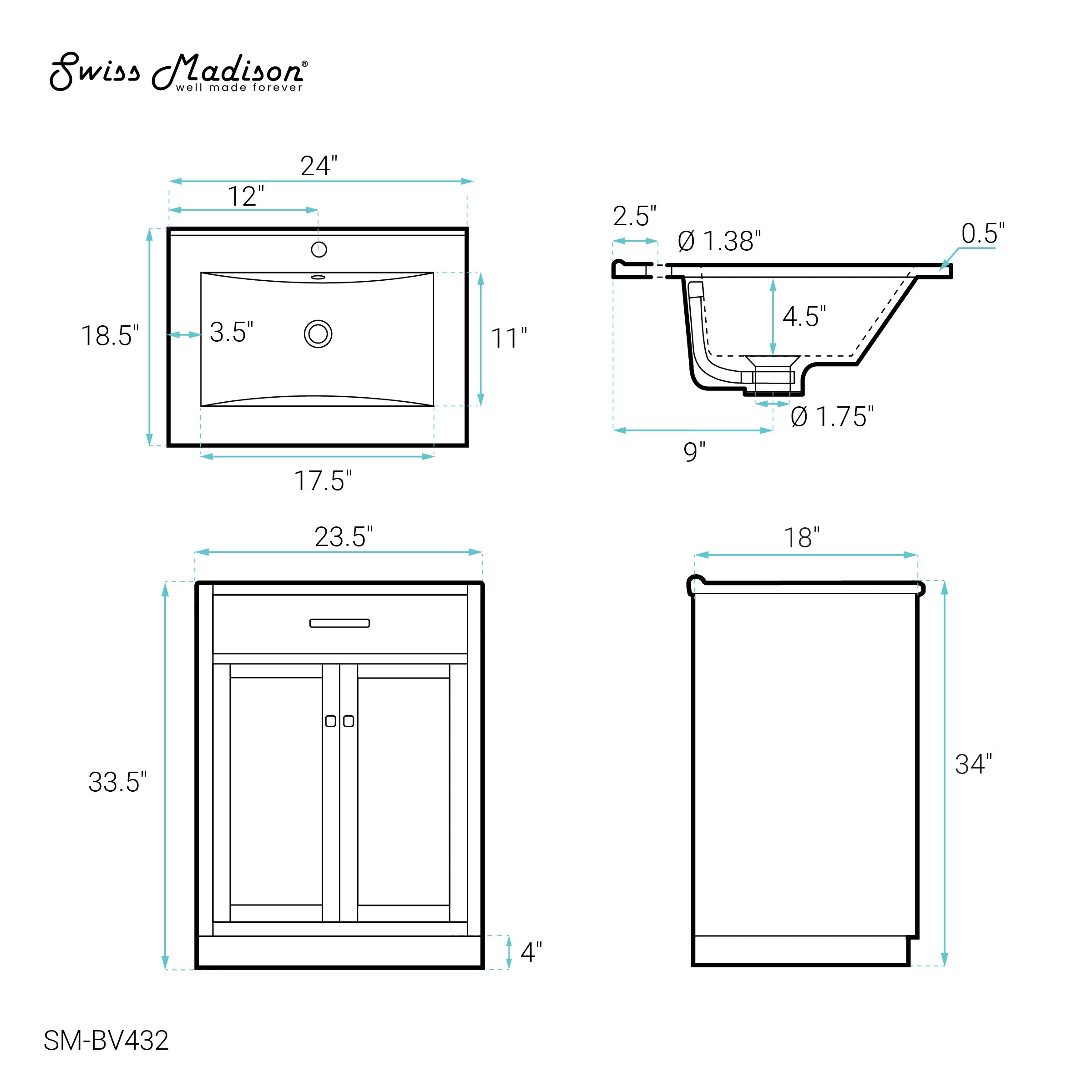 Weathered Oak / White / 1-Hole