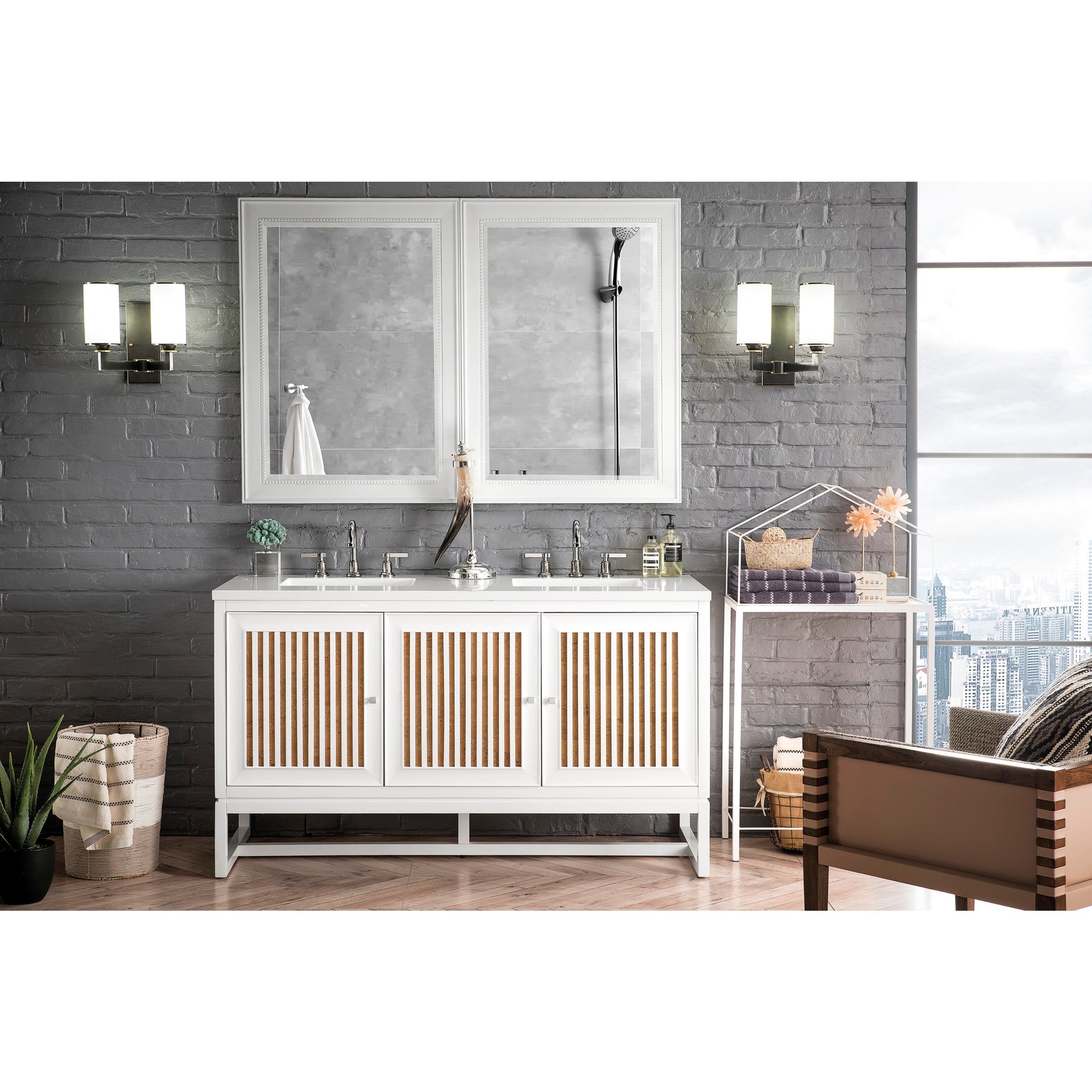 Glossy White / White Zeus - 3 Faucet Holes