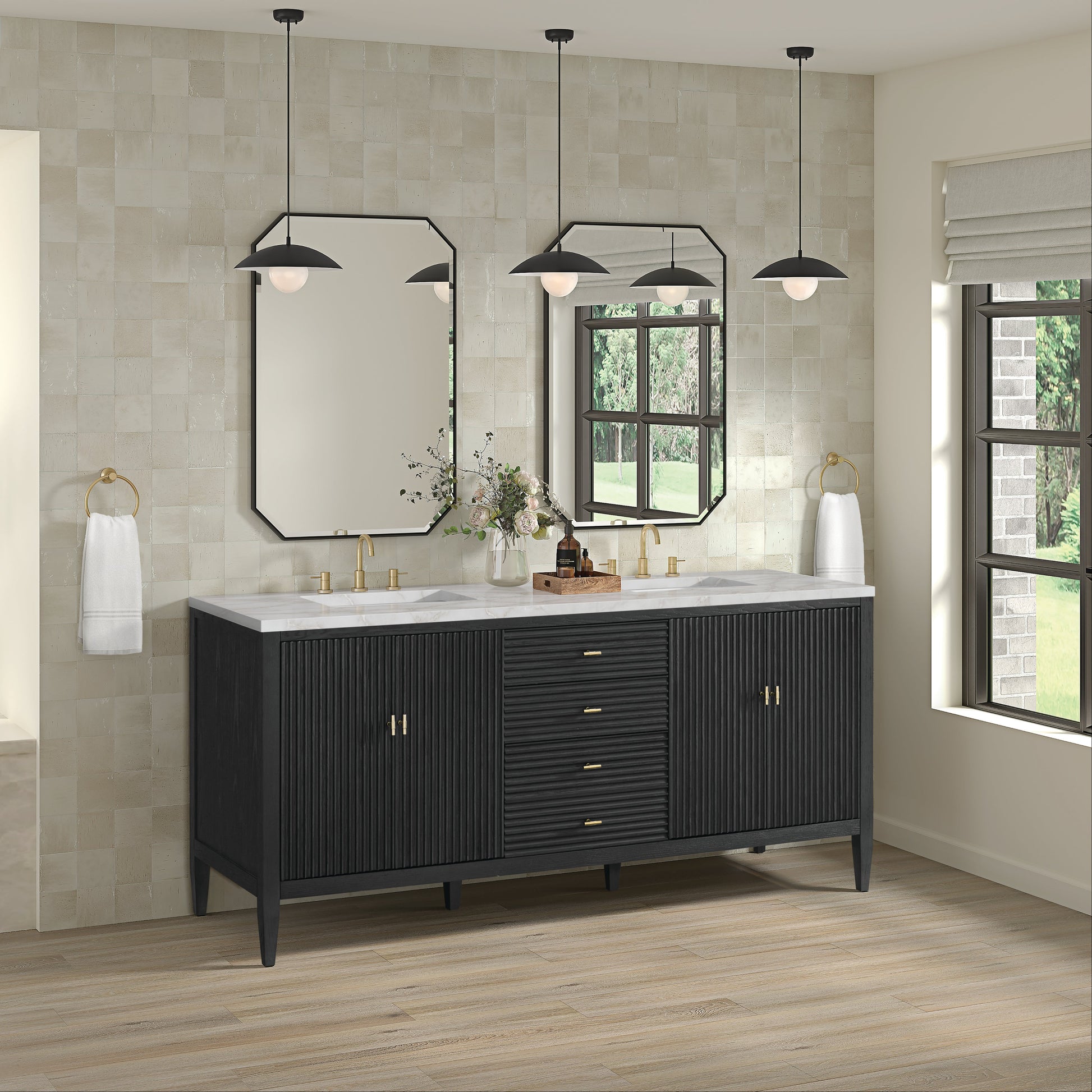 Carbon Oak / Victorian Silver - 3 Faucet Holes