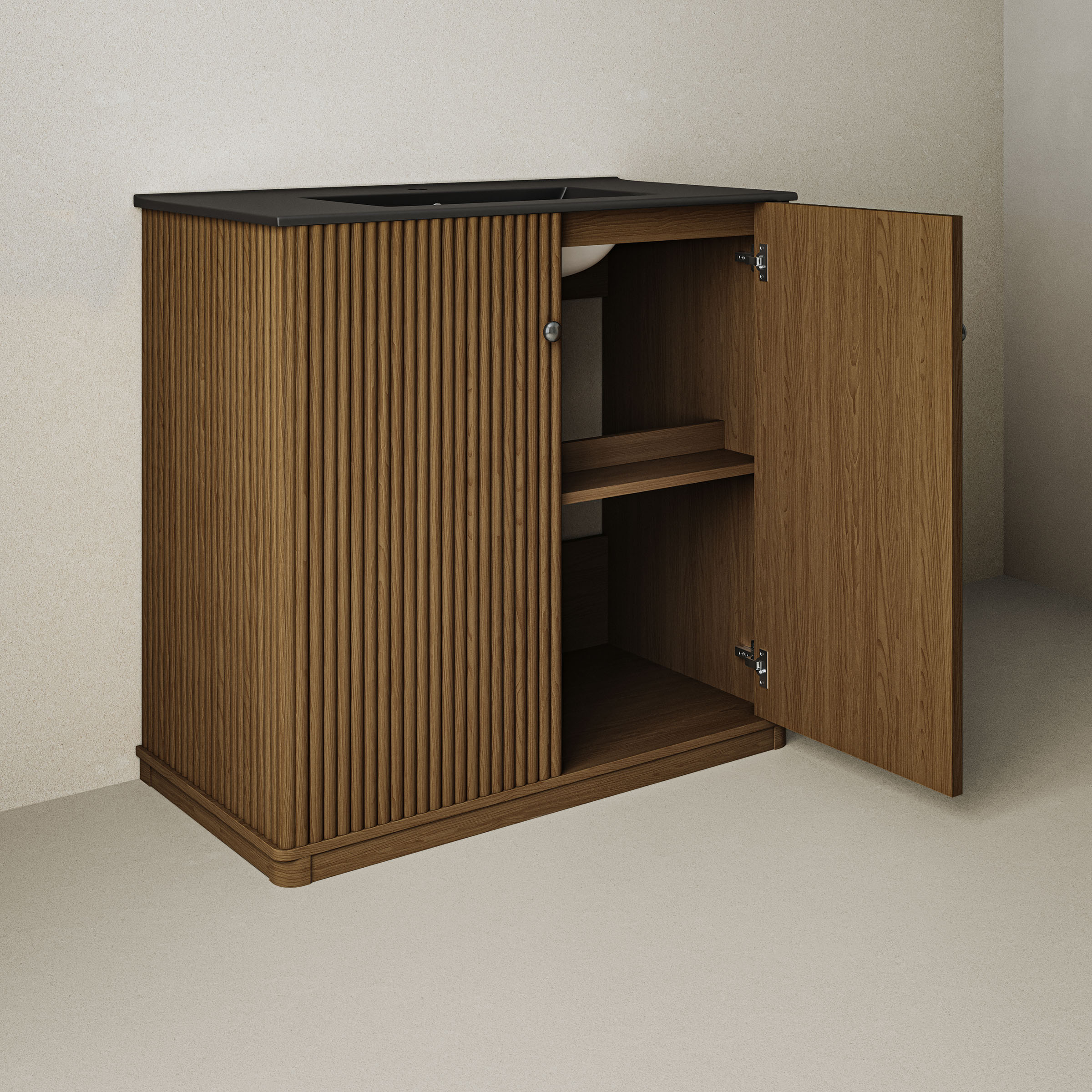 Brown Oak / Black / 1-Hole