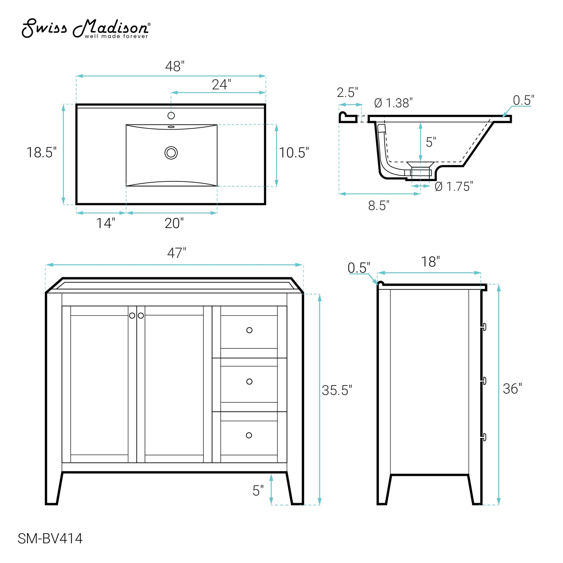 White / White / 1-Hole