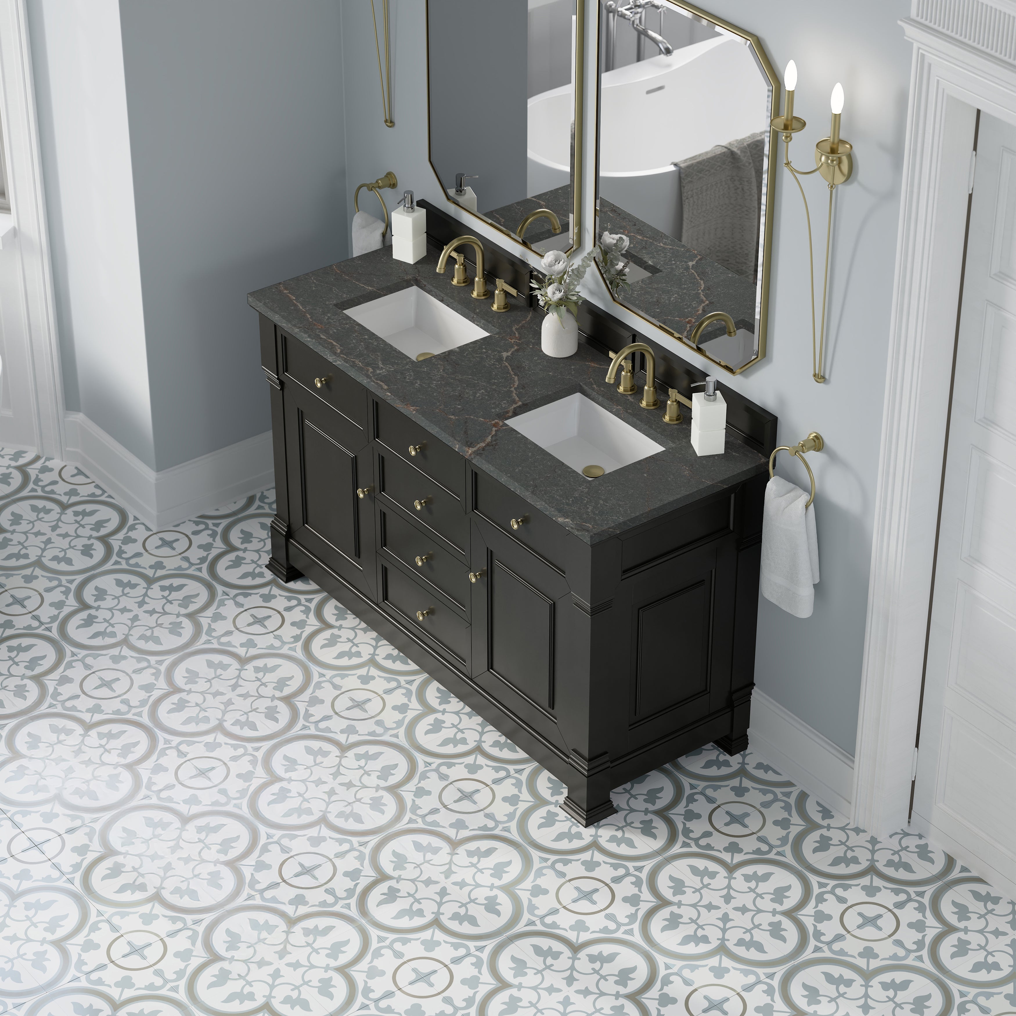 Black Onyx / Parisien Bleu - 3 Faucet Holes