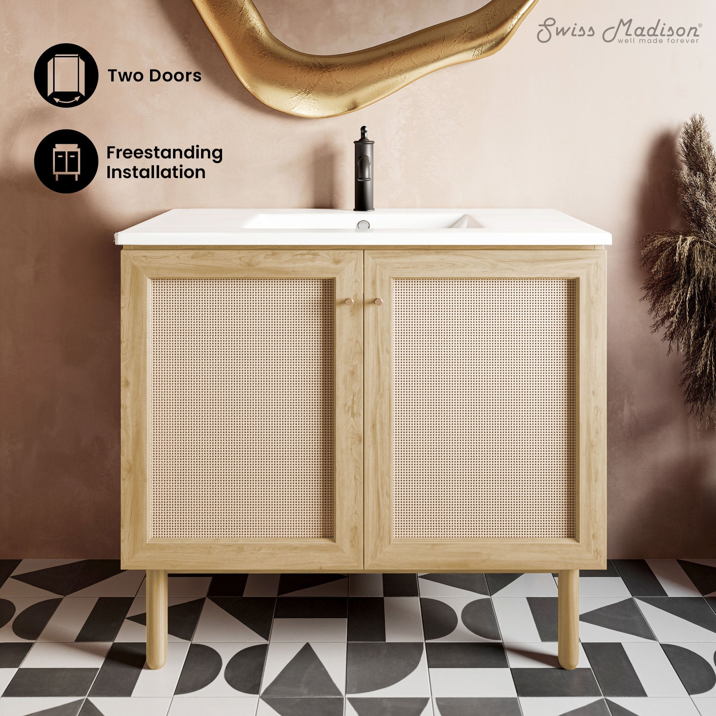 Natural Oak / White / 1-Hole
