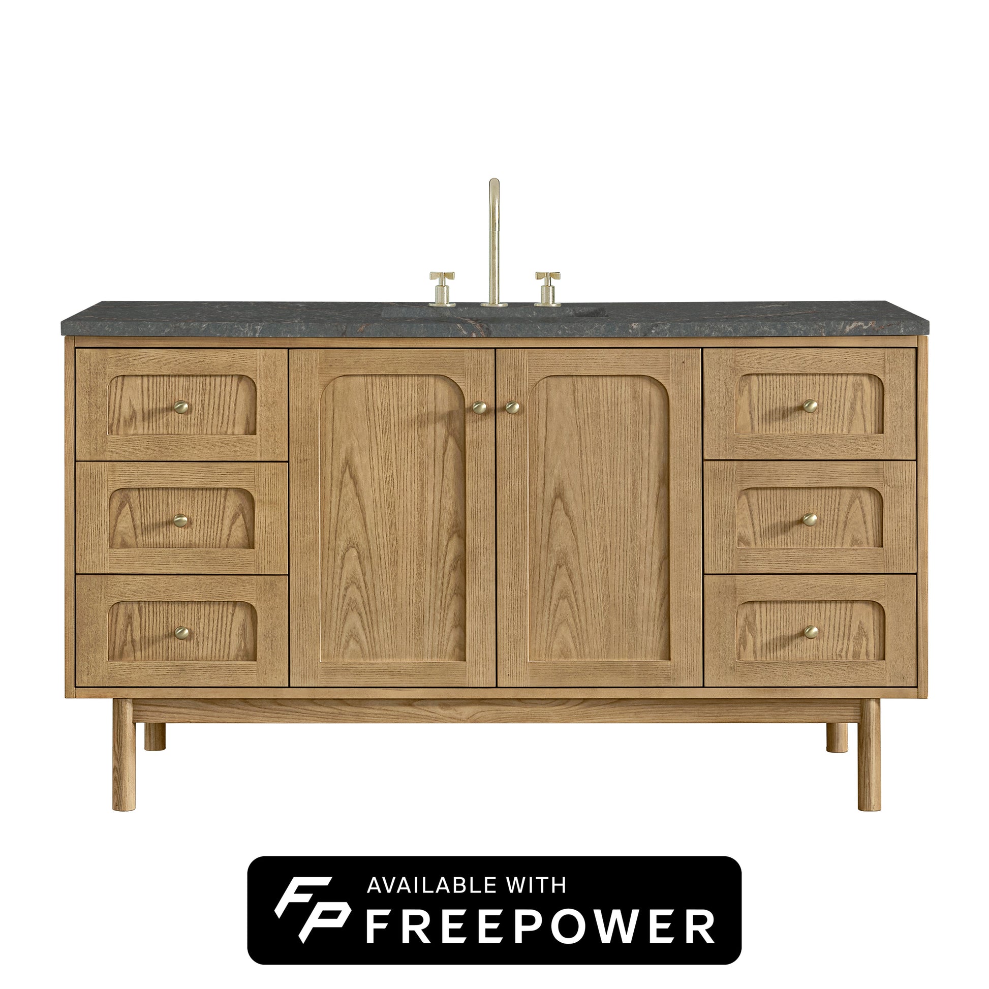 Light Natural Oak / Parisien Bleu - 3 Faucet Holes