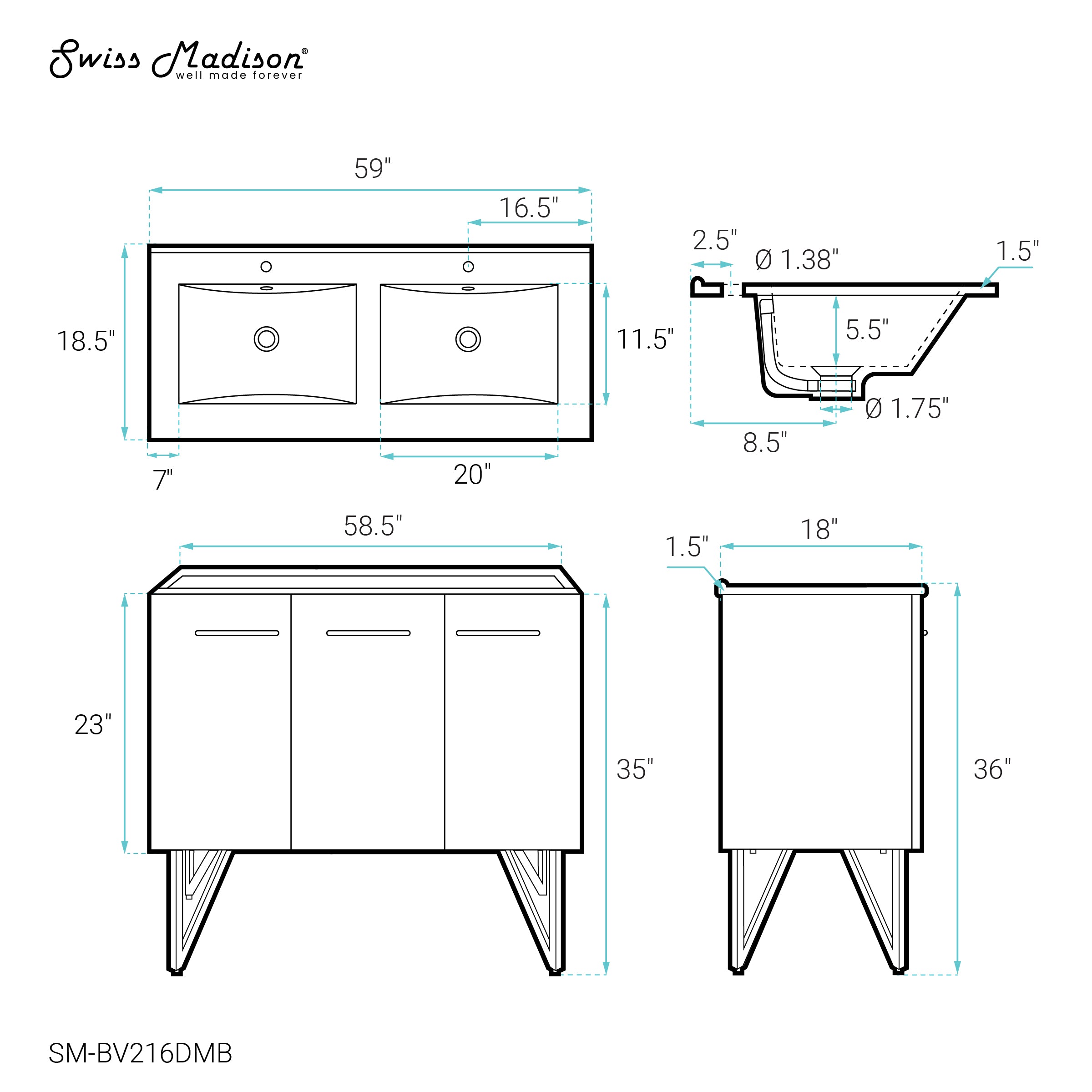 White / Matte Black / 1-Hole
