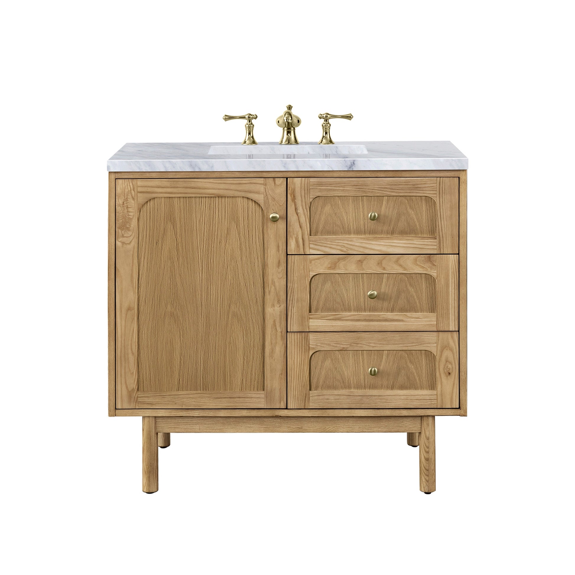 Light Natural Oak / Carrara White - 3 Faucet Holes