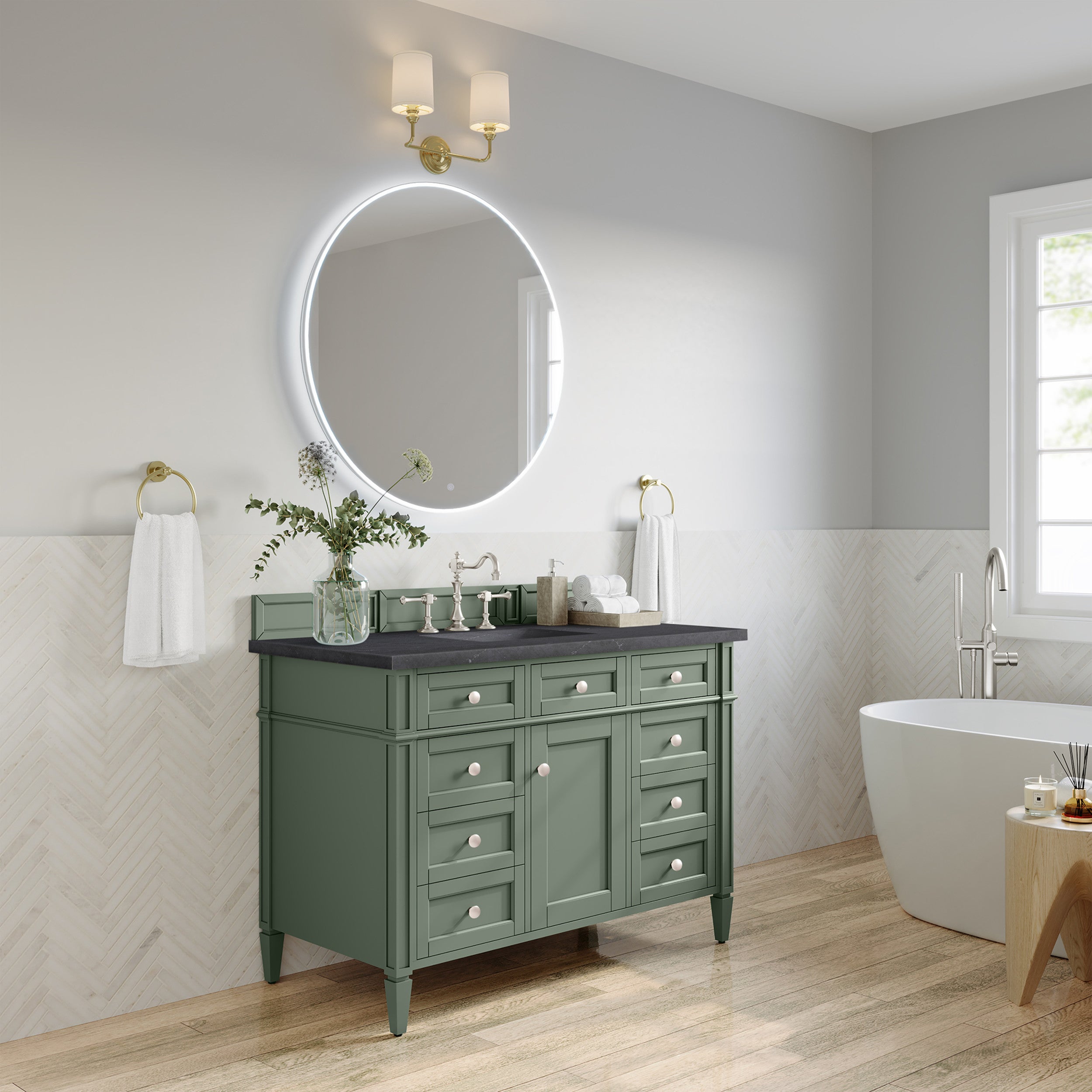 Smokey Celadon / Charcoal Soapstone - 3 Faucet Holes