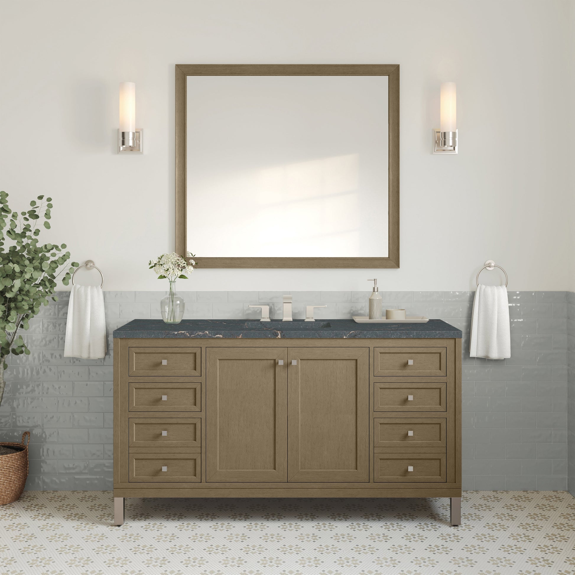 Walnut Whisper / Parisien Bleu - 3 Faucet Holes