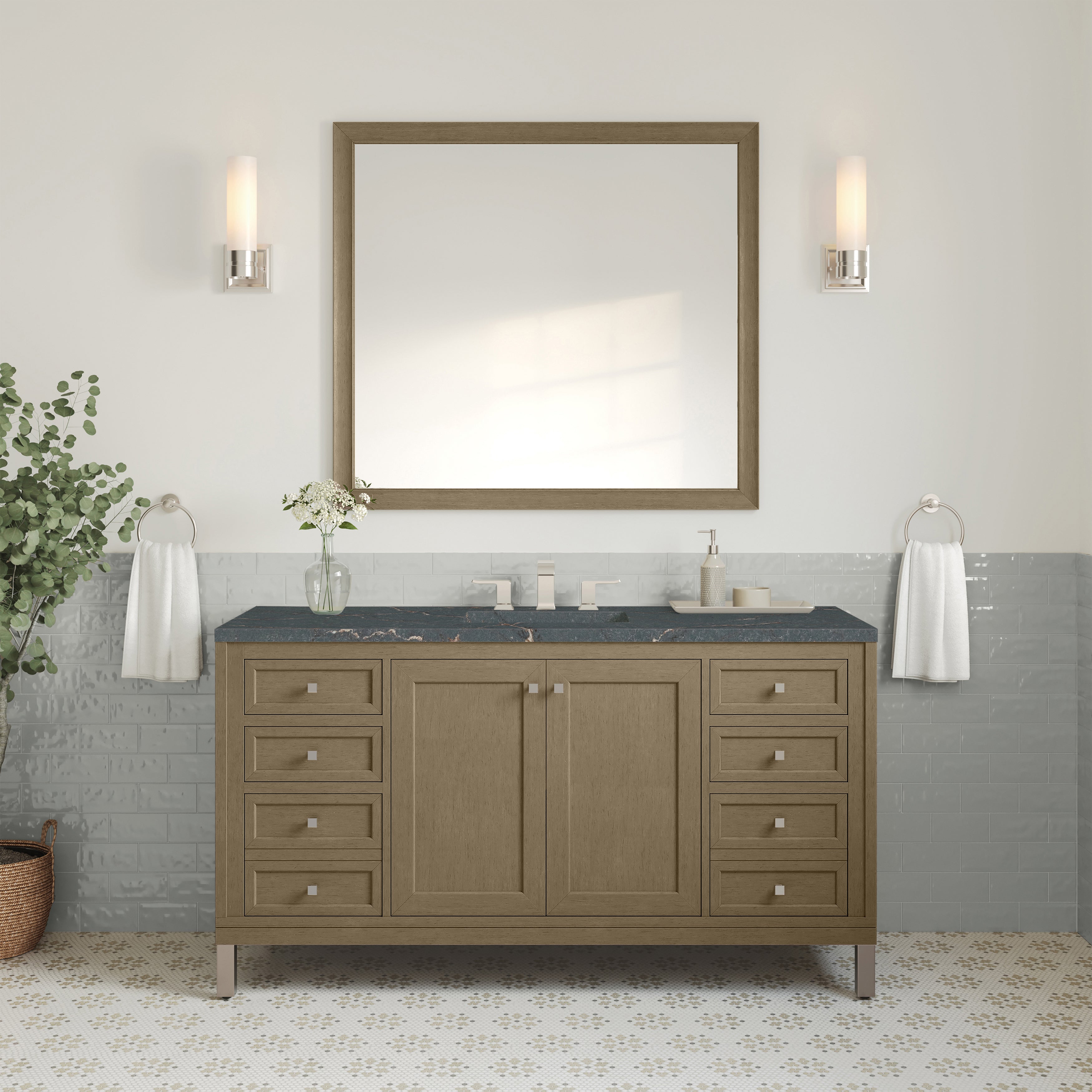 Walnut Whisper / Parisien Bleu - 3 Faucet Holes